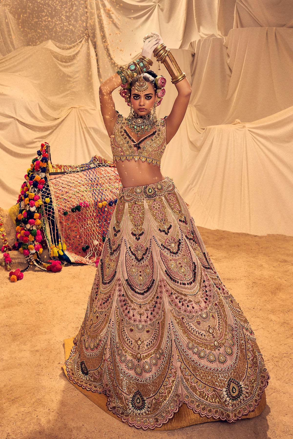 Ivory jewel lehenga