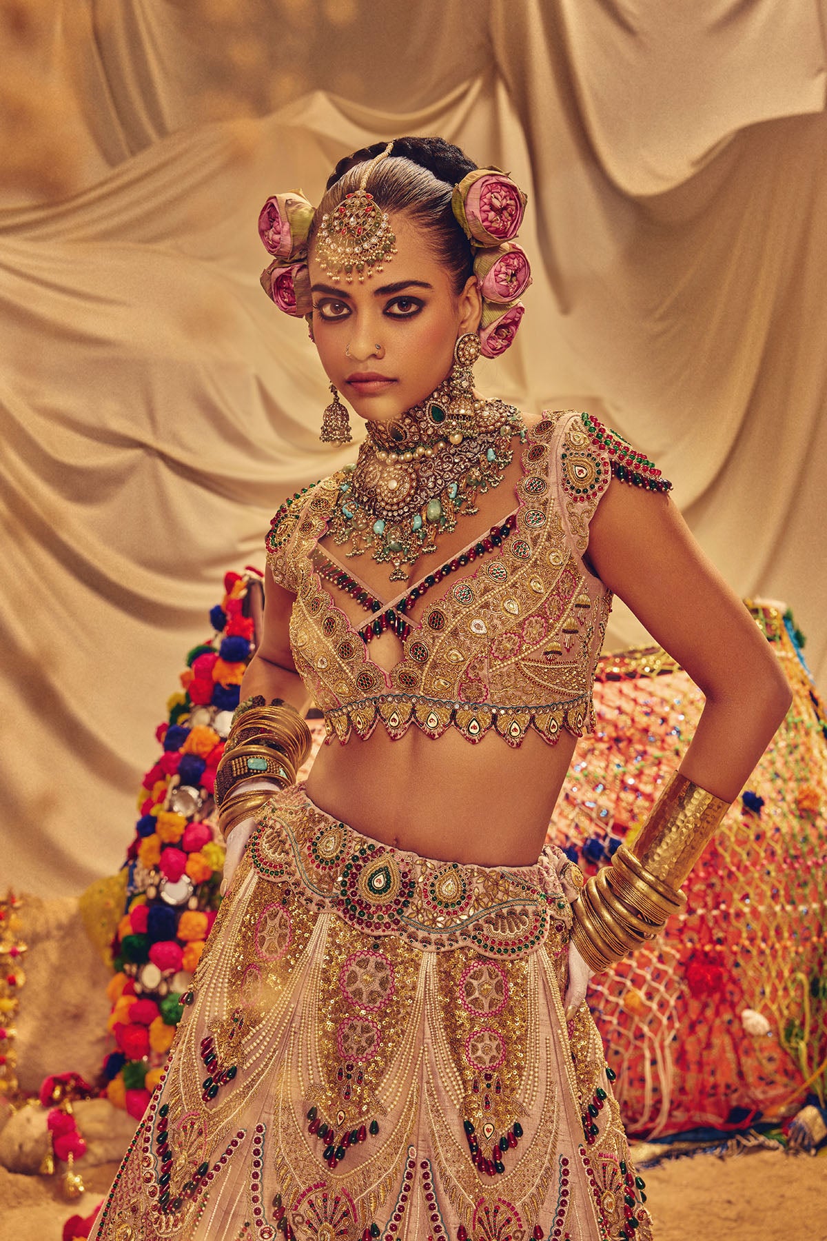 Ivory jewel lehenga
