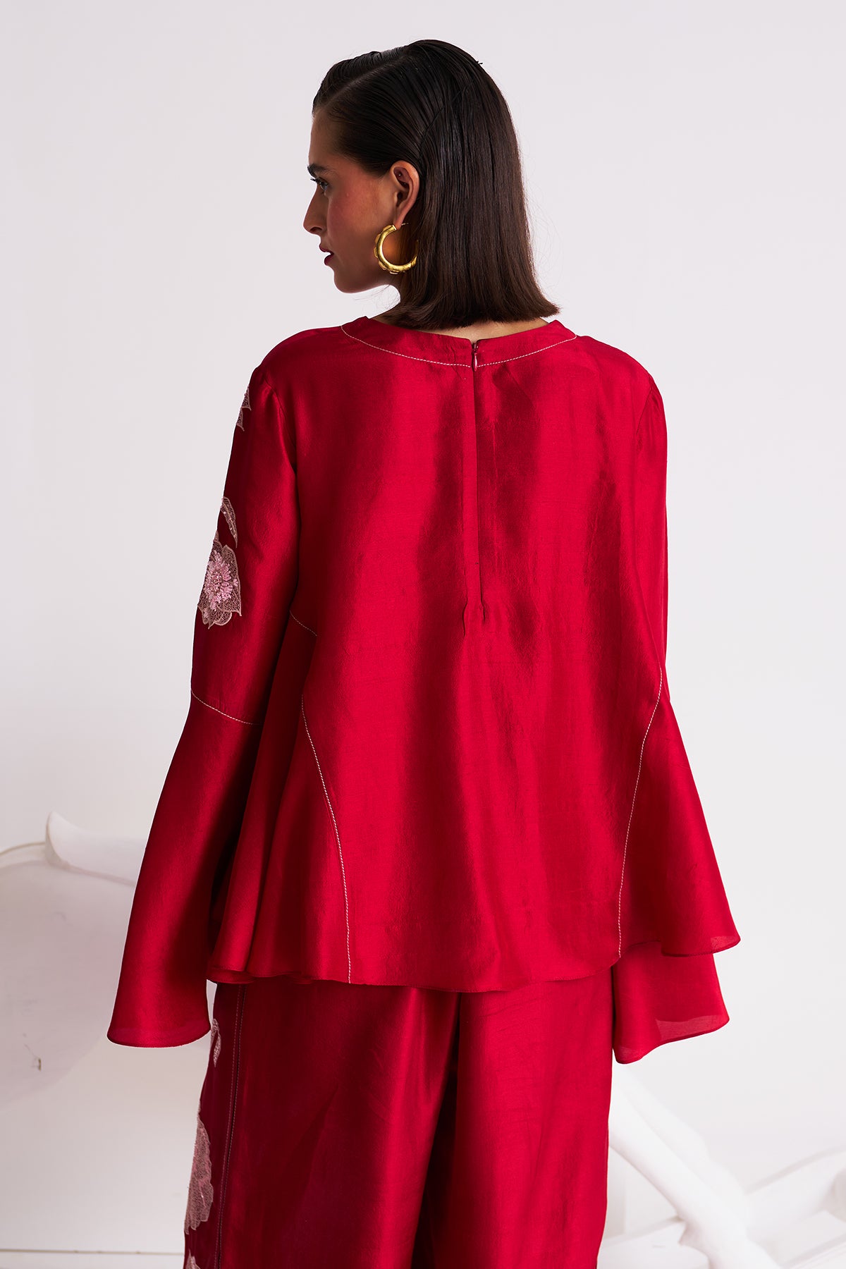 V-neck bell sleeve top