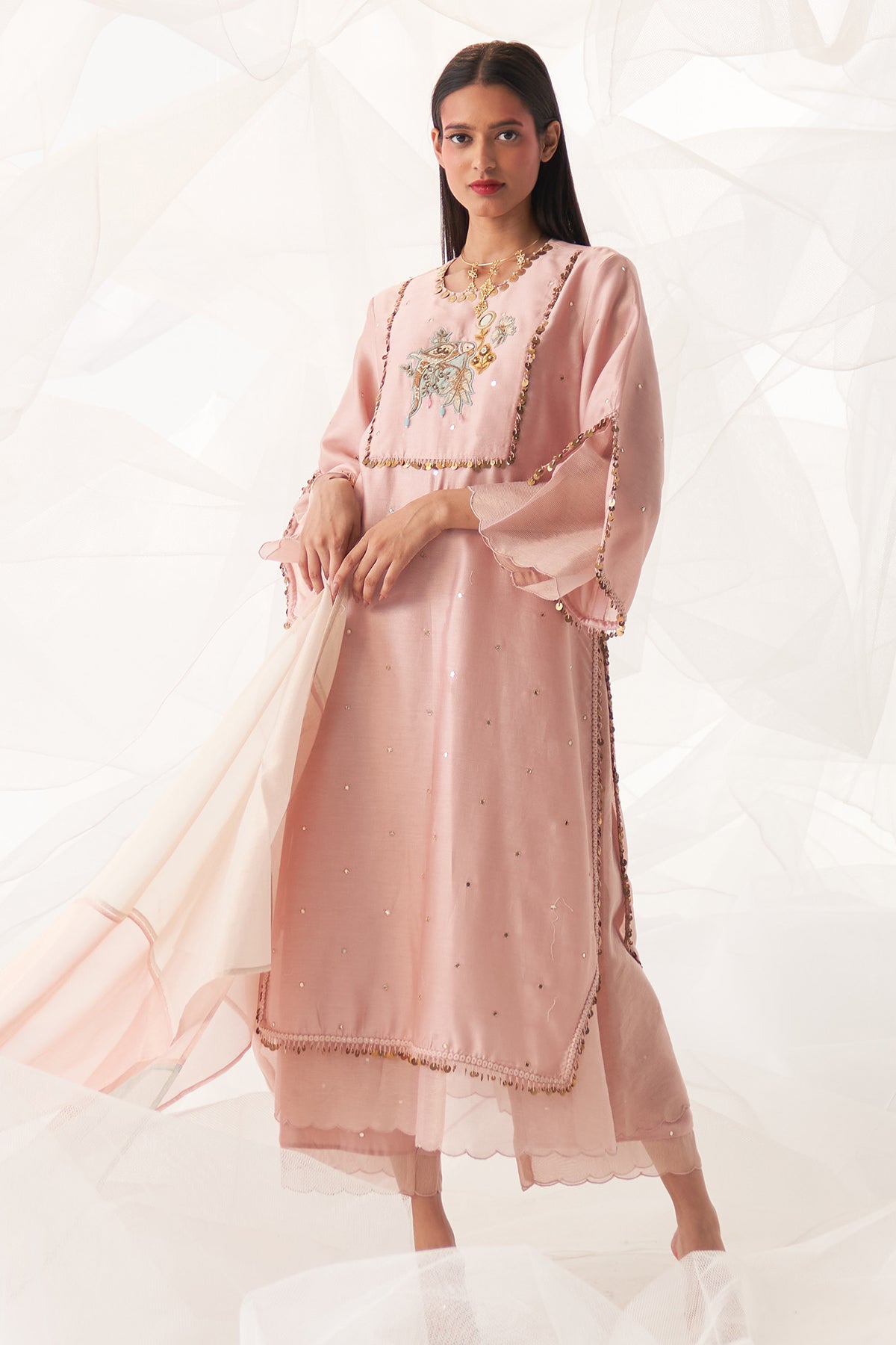 CENTER PATCHED YOKE 'A' LINE KURTA SET