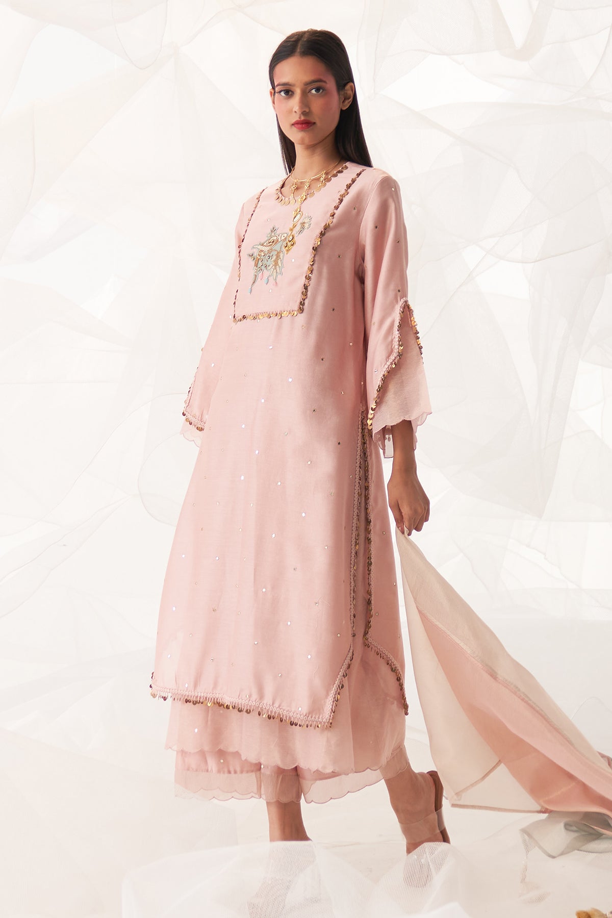 CENTER PATCHED YOKE 'A' LINE KURTA SET