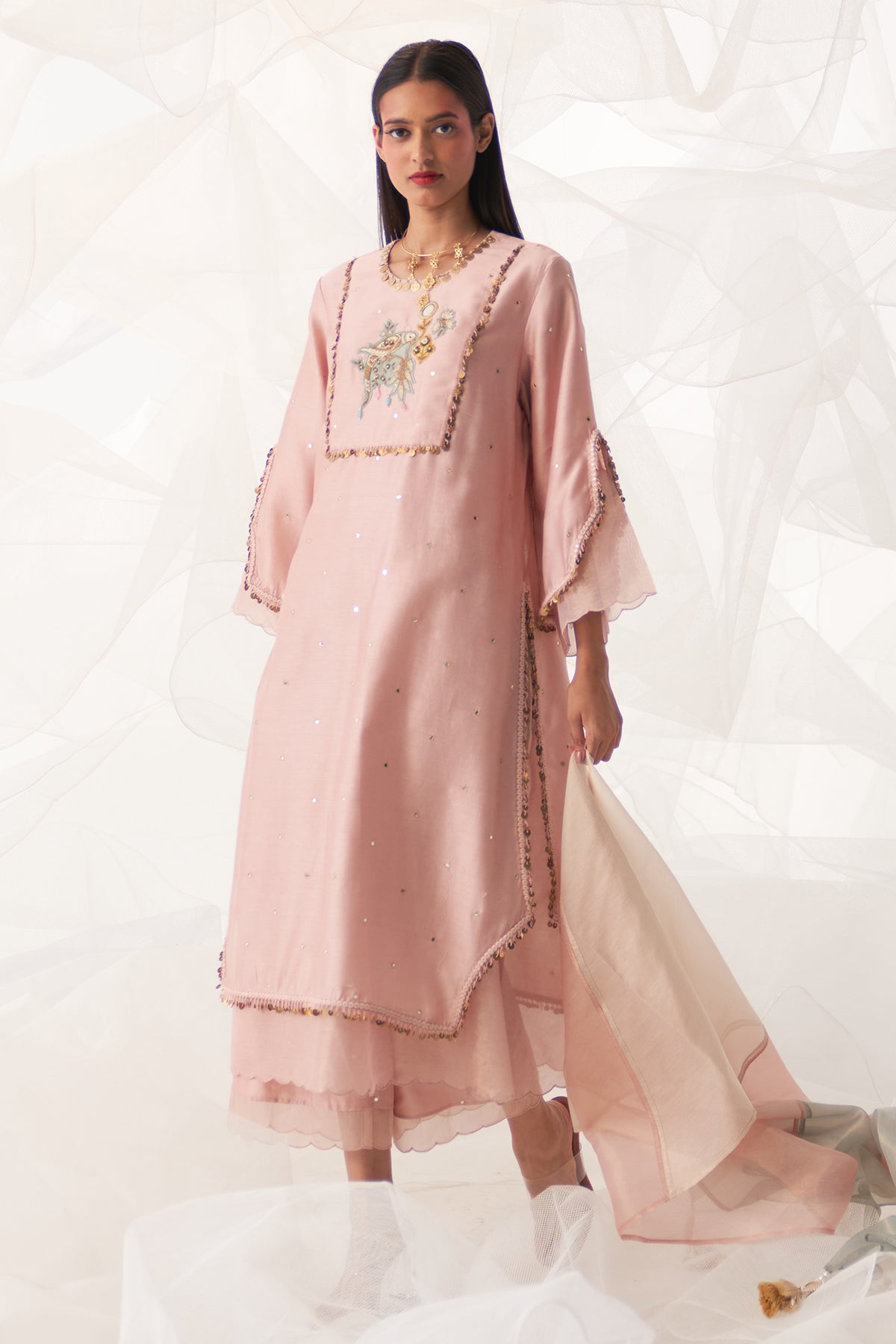 CENTER PATCHED YOKE 'A' LINE KURTA SET