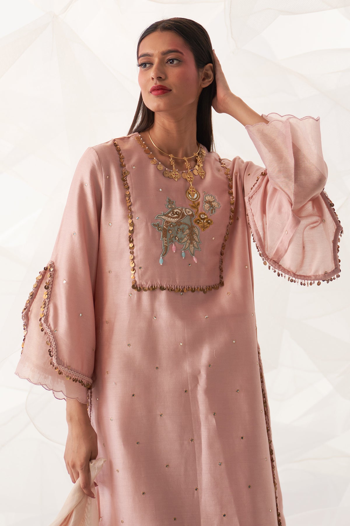 CENTER PATCHED YOKE 'A' LINE KURTA SET