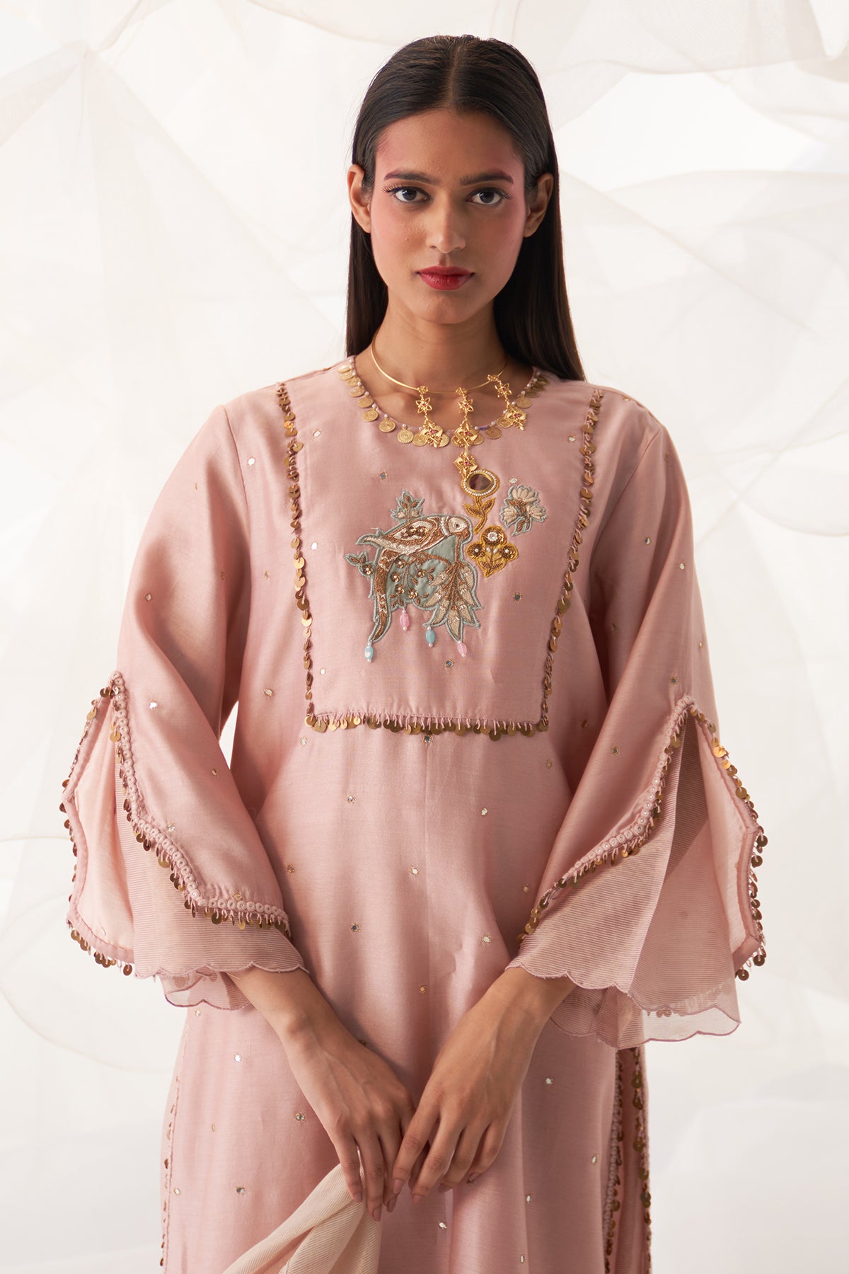 CENTER PATCHED YOKE 'A' LINE KURTA SET