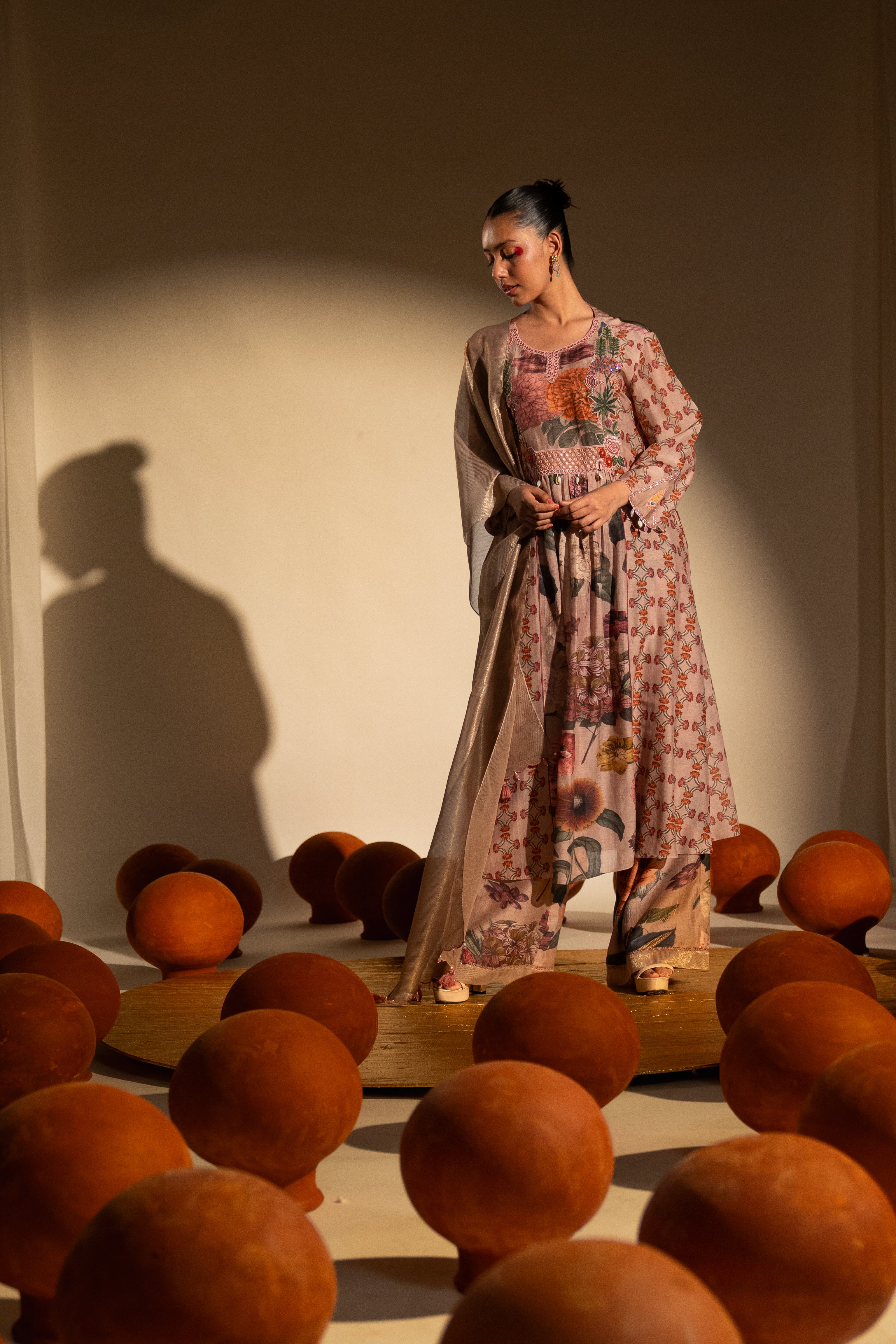 Chinar Jaal Gathered Kurta Set