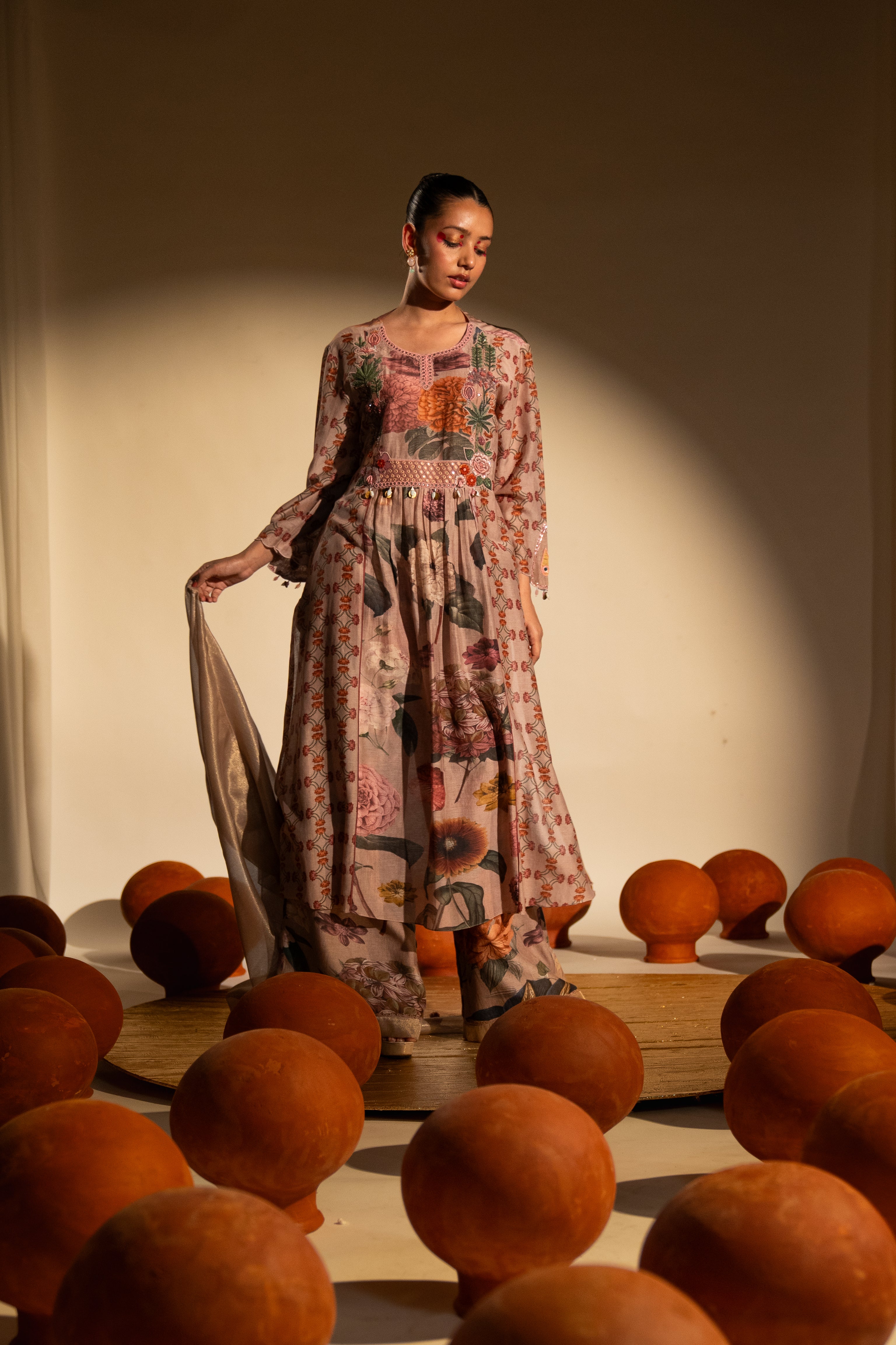 Chinar Jaal Gathered Kurta Set