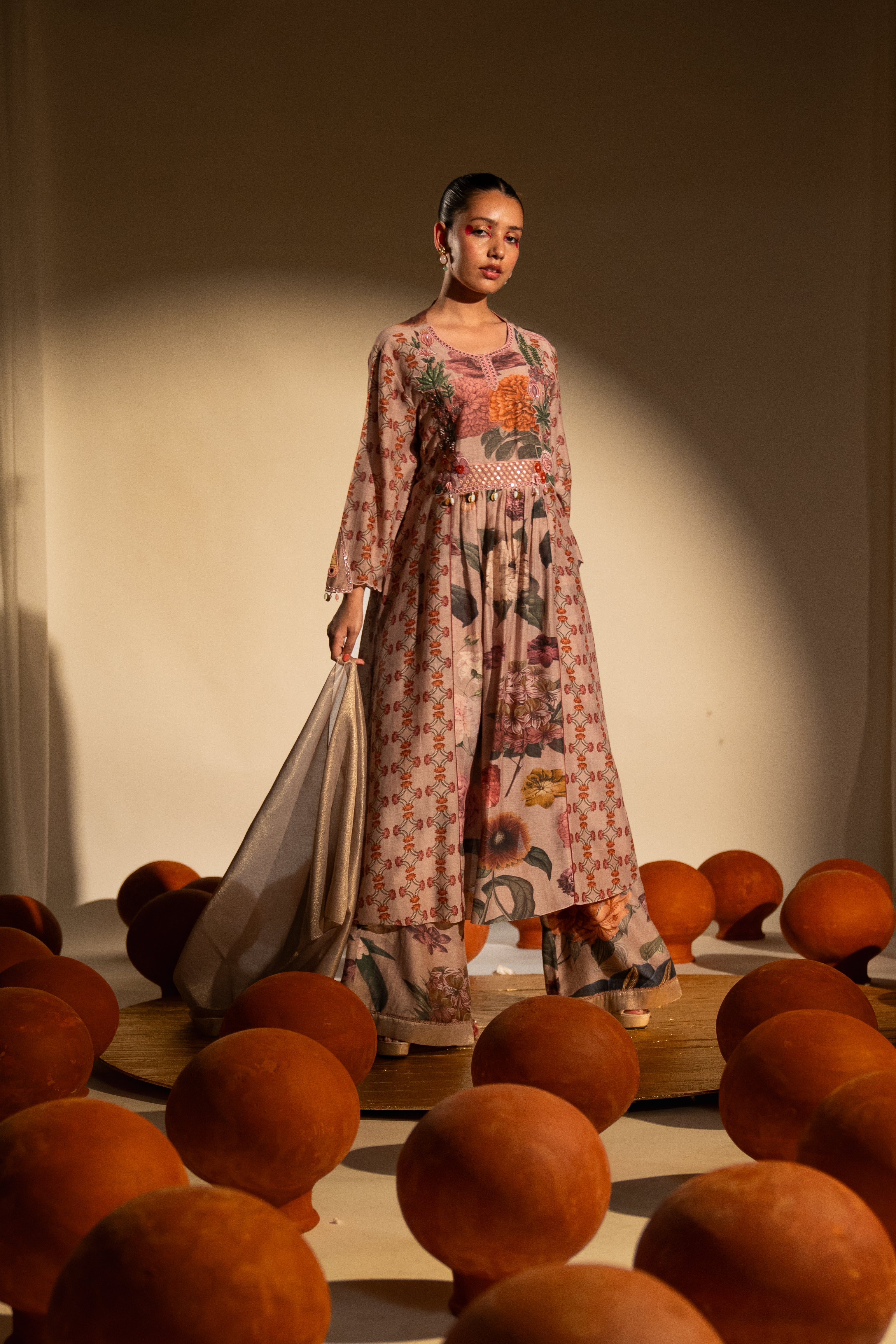 Chinar Jaal Gathered Kurta Set