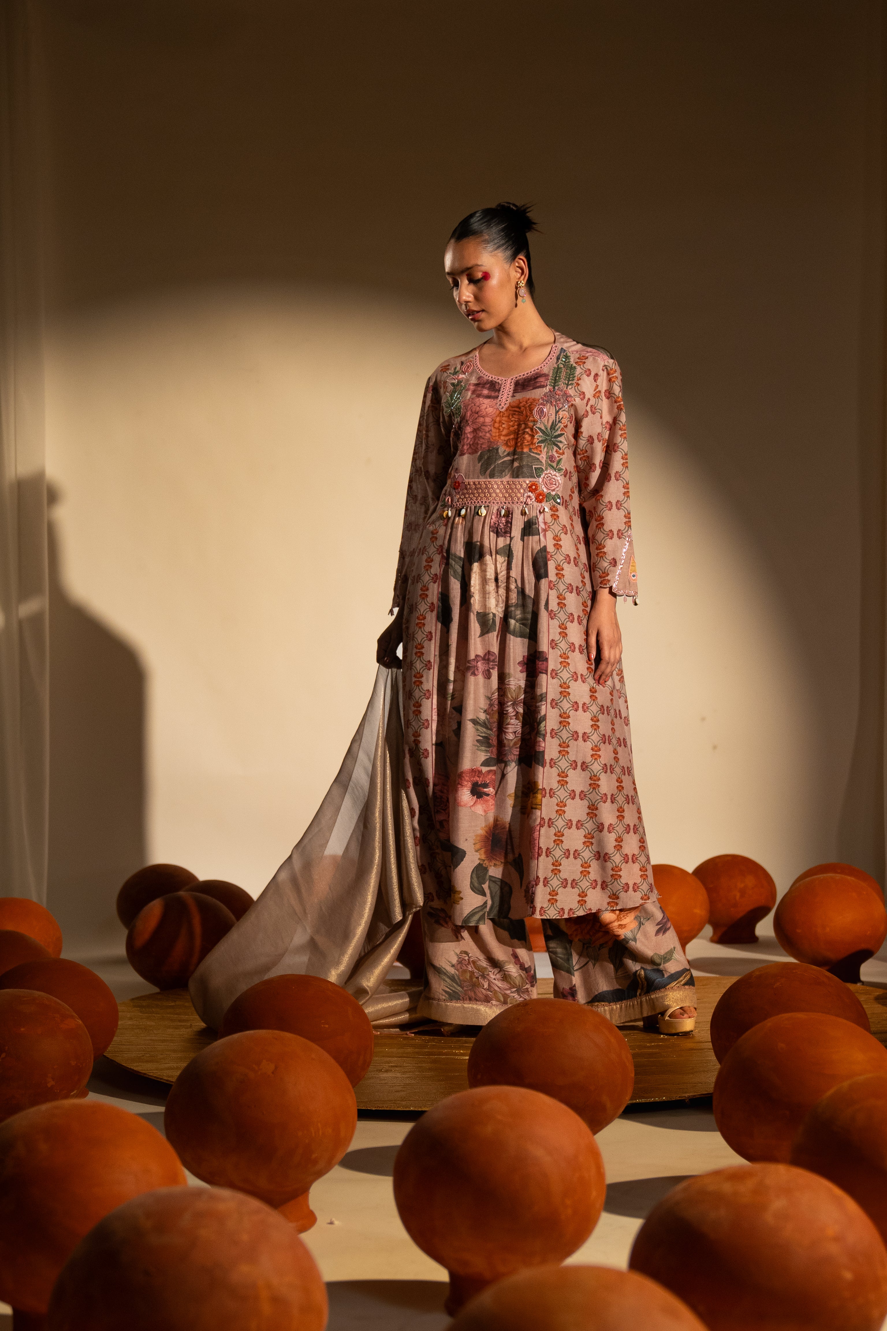 Chinar Jaal Gathered Kurta Set