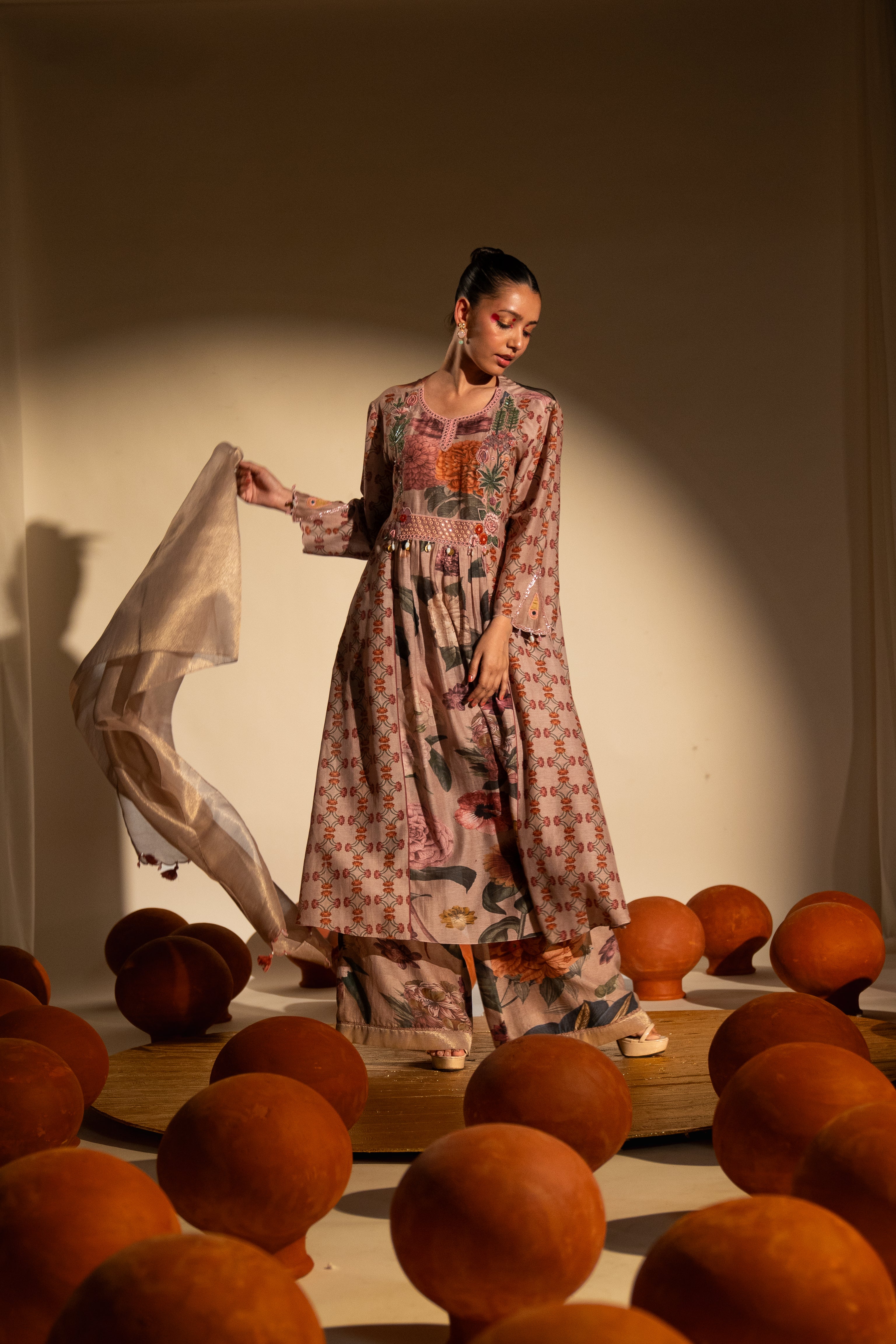 Chinar Jaal Gathered Kurta Set