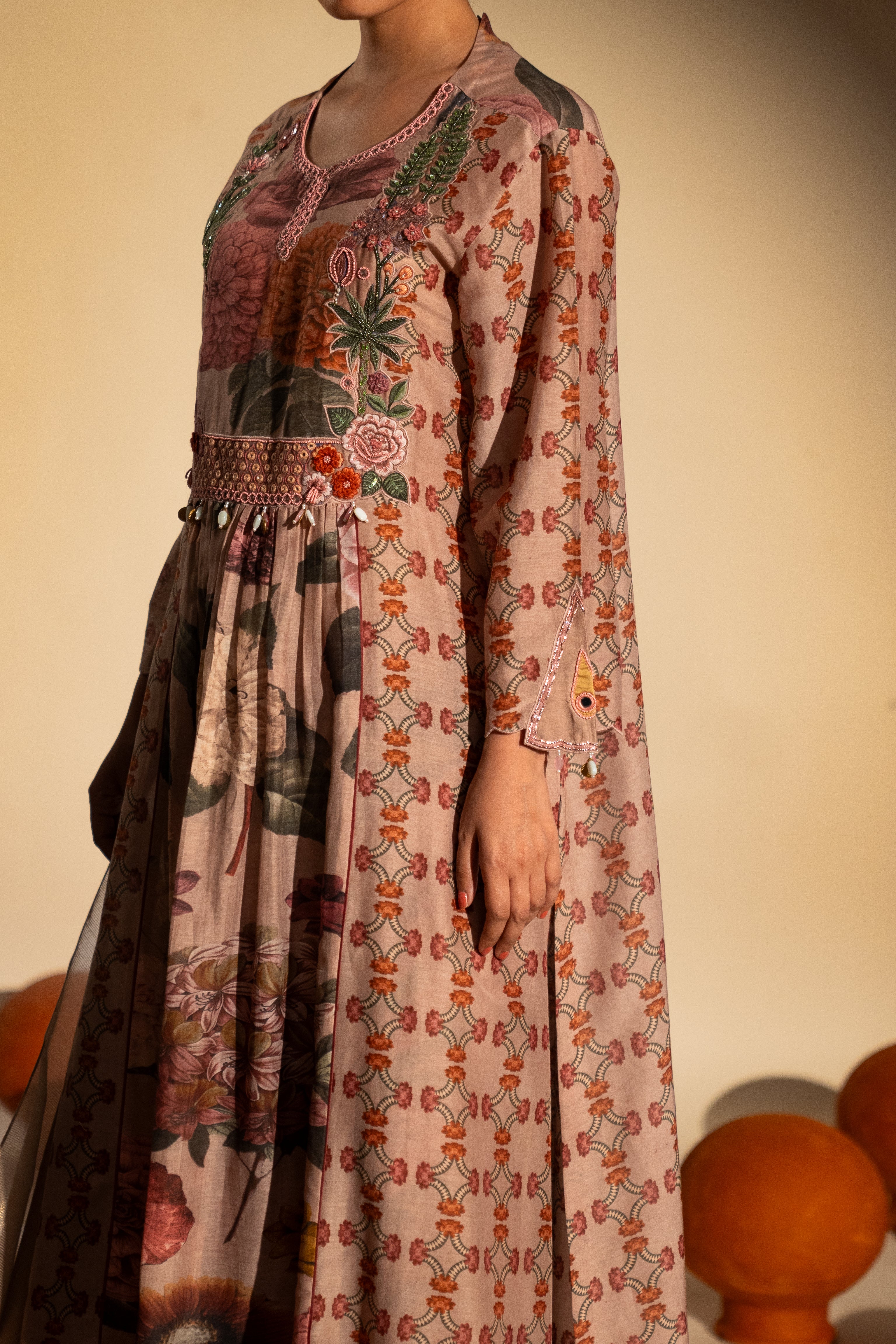 Chinar Jaal Gathered Kurta Set