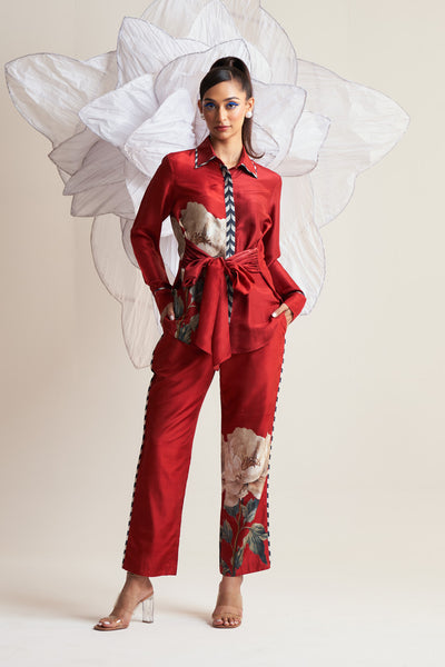Ruby blossom Front tie up shirt