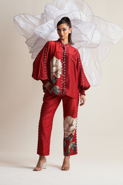 Ruby blossom Gather cuff detail shirt