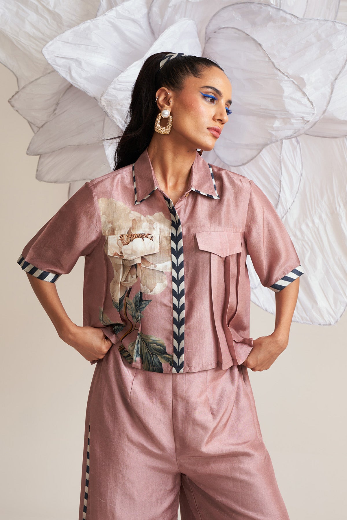 Front pleat detail shirt