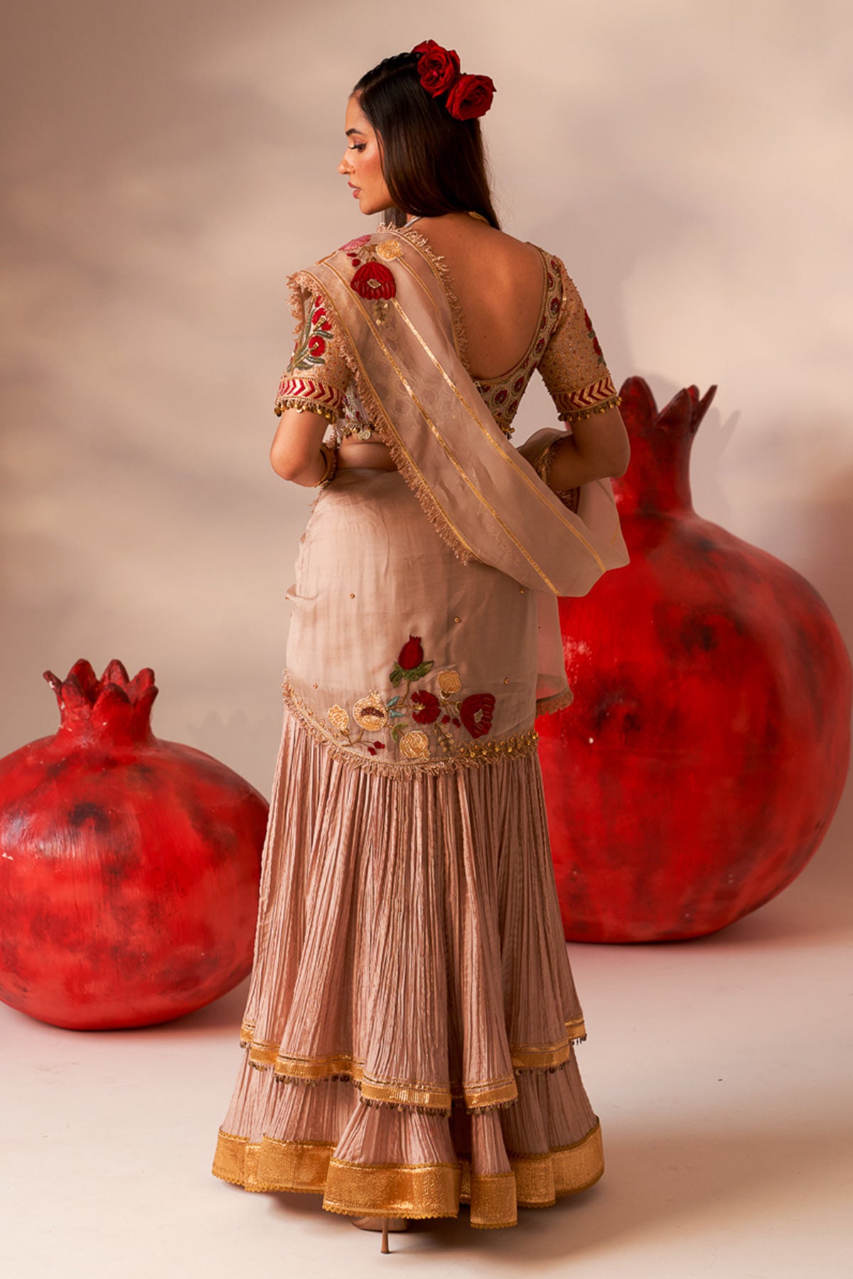 Crinkle drape saree