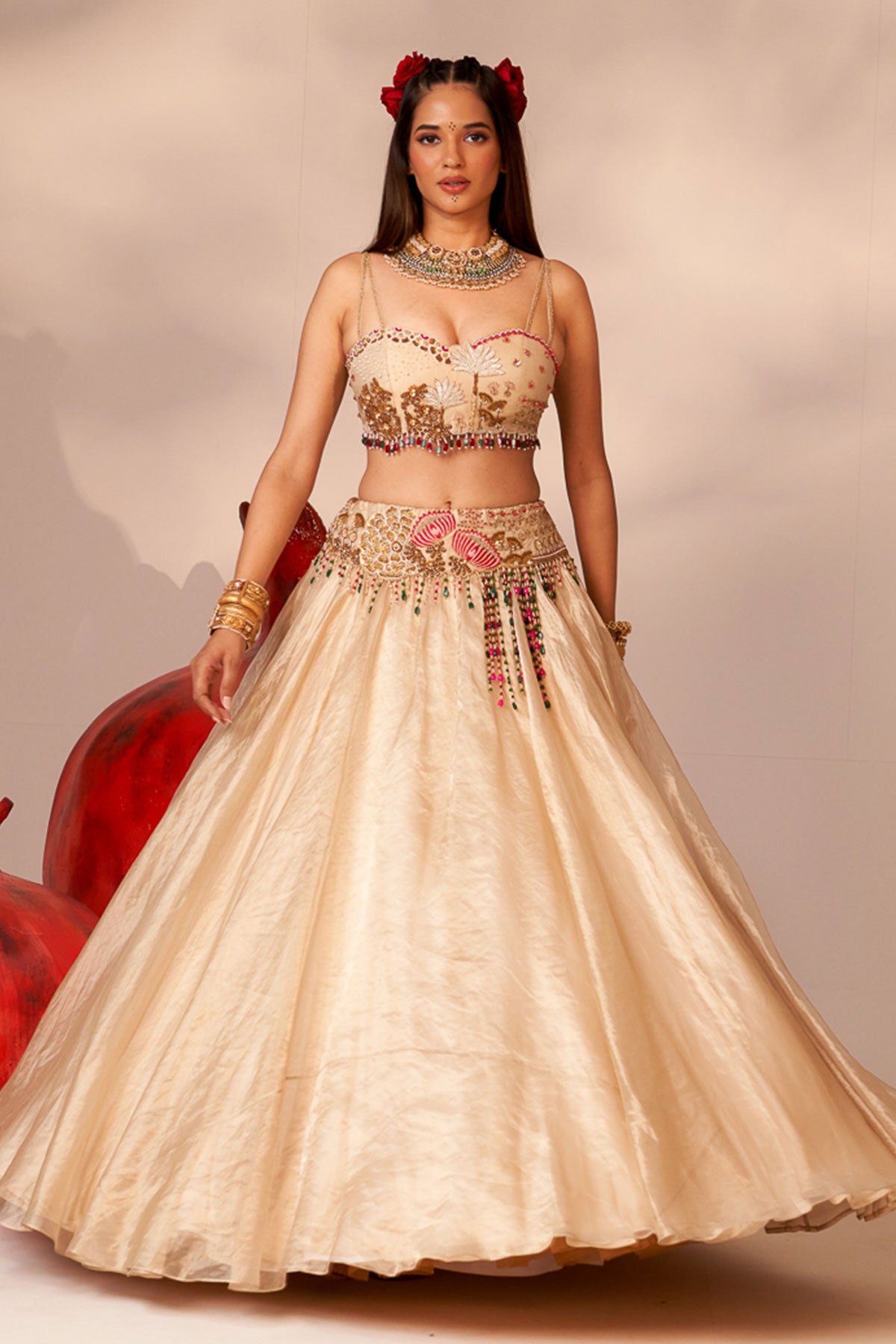 Gold jacket lehenga set