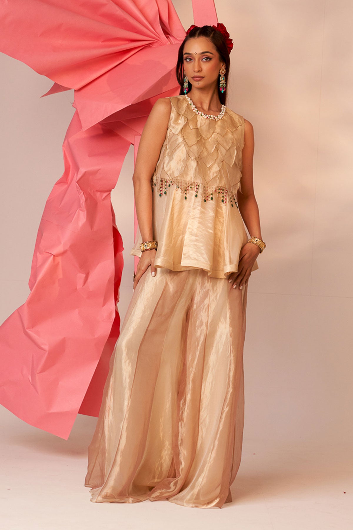 Gold scallop top sharara