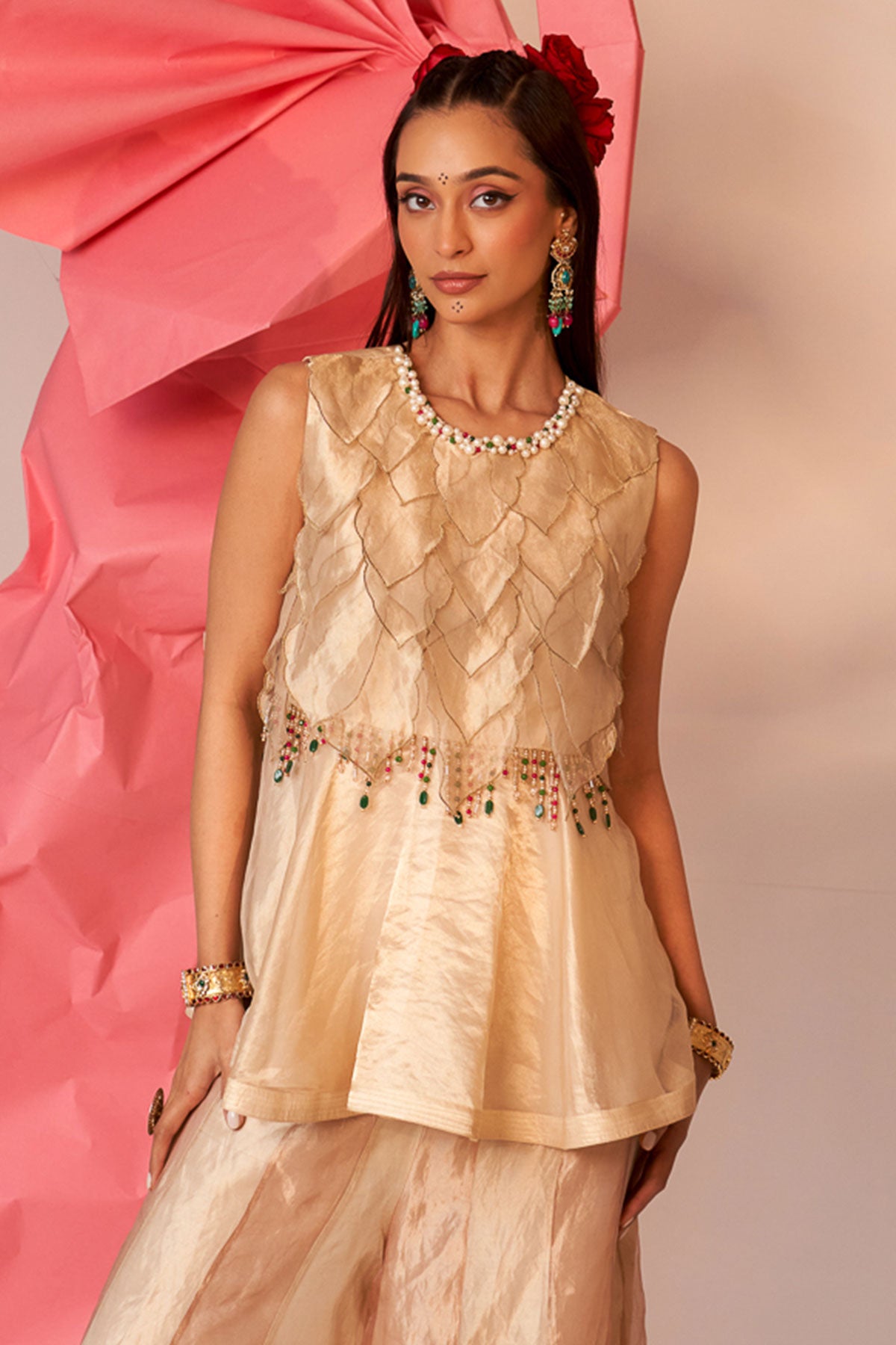 Gold scallop top sharara