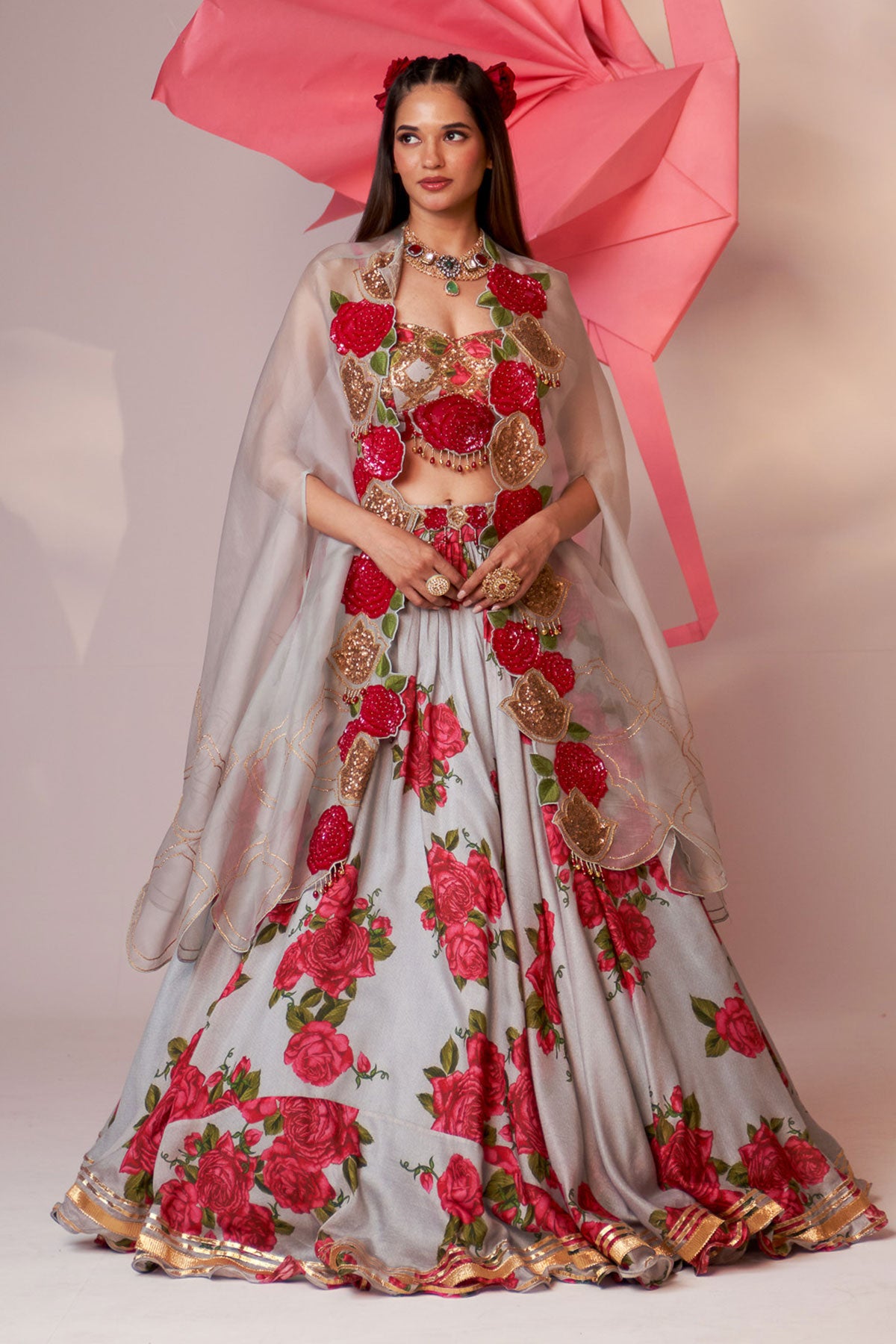 Cape and printed skirt set