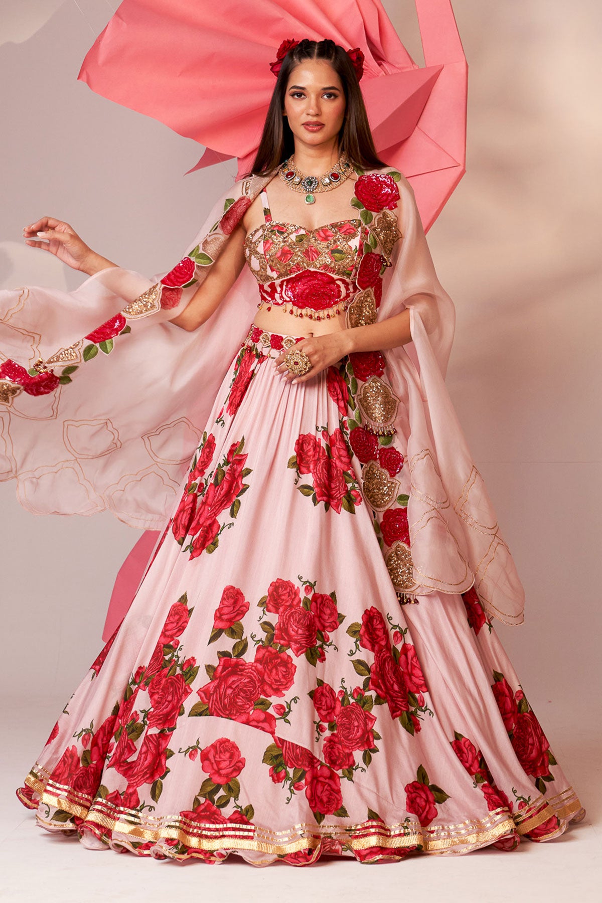 Cape and printed skirt set