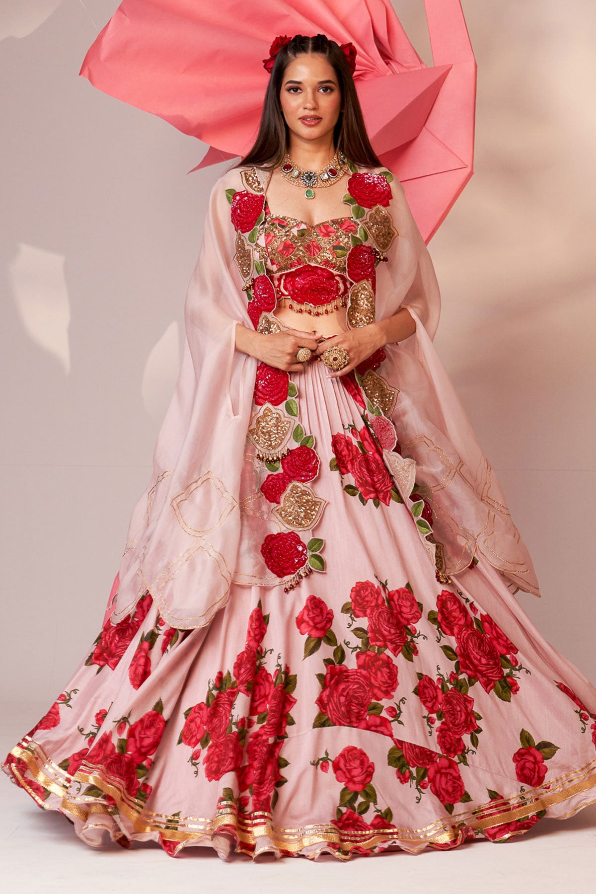 Cape and printed skirt set