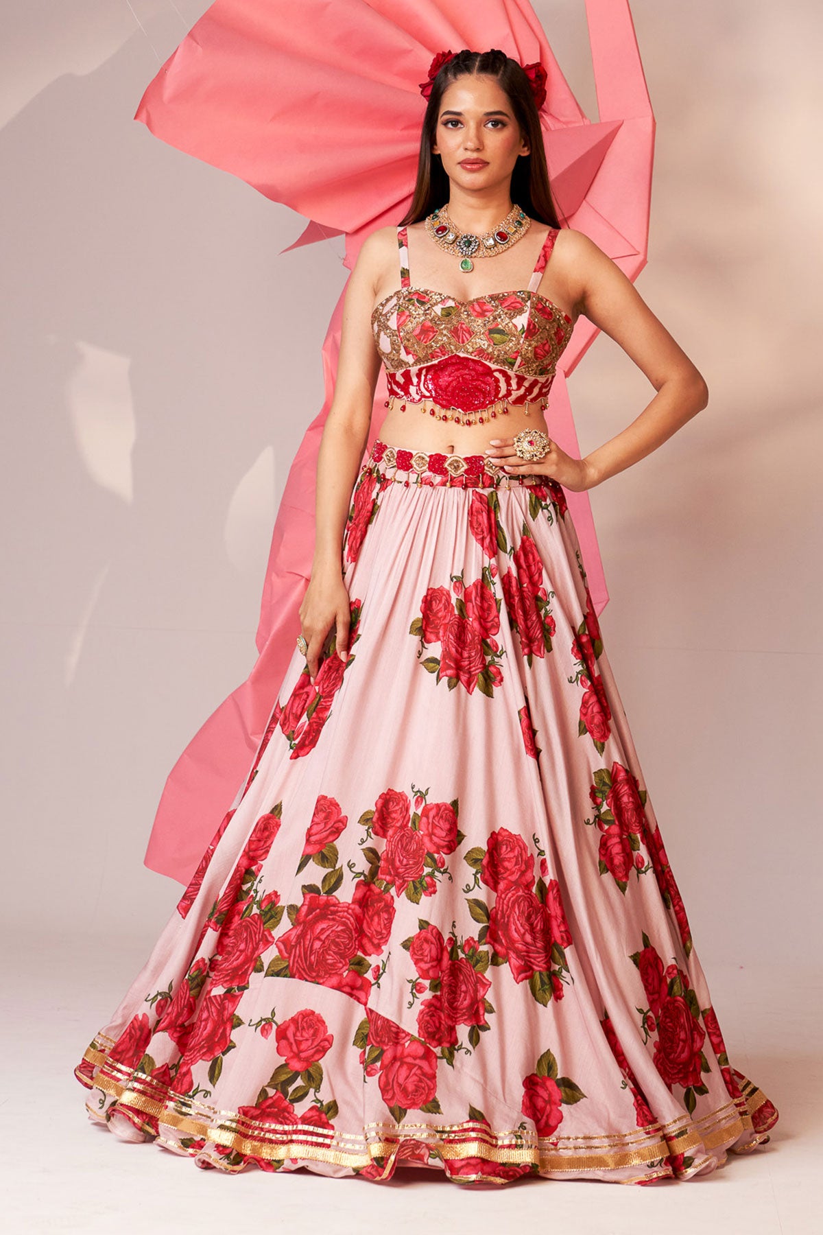 Cape and printed skirt set
