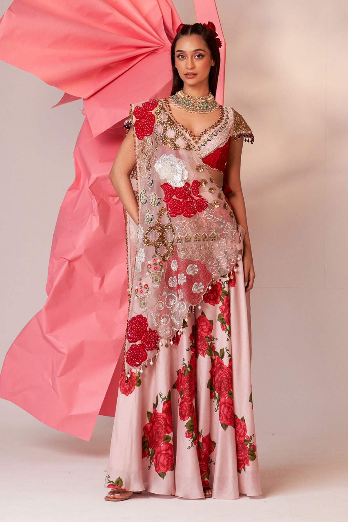 Paradise drape and sharara set