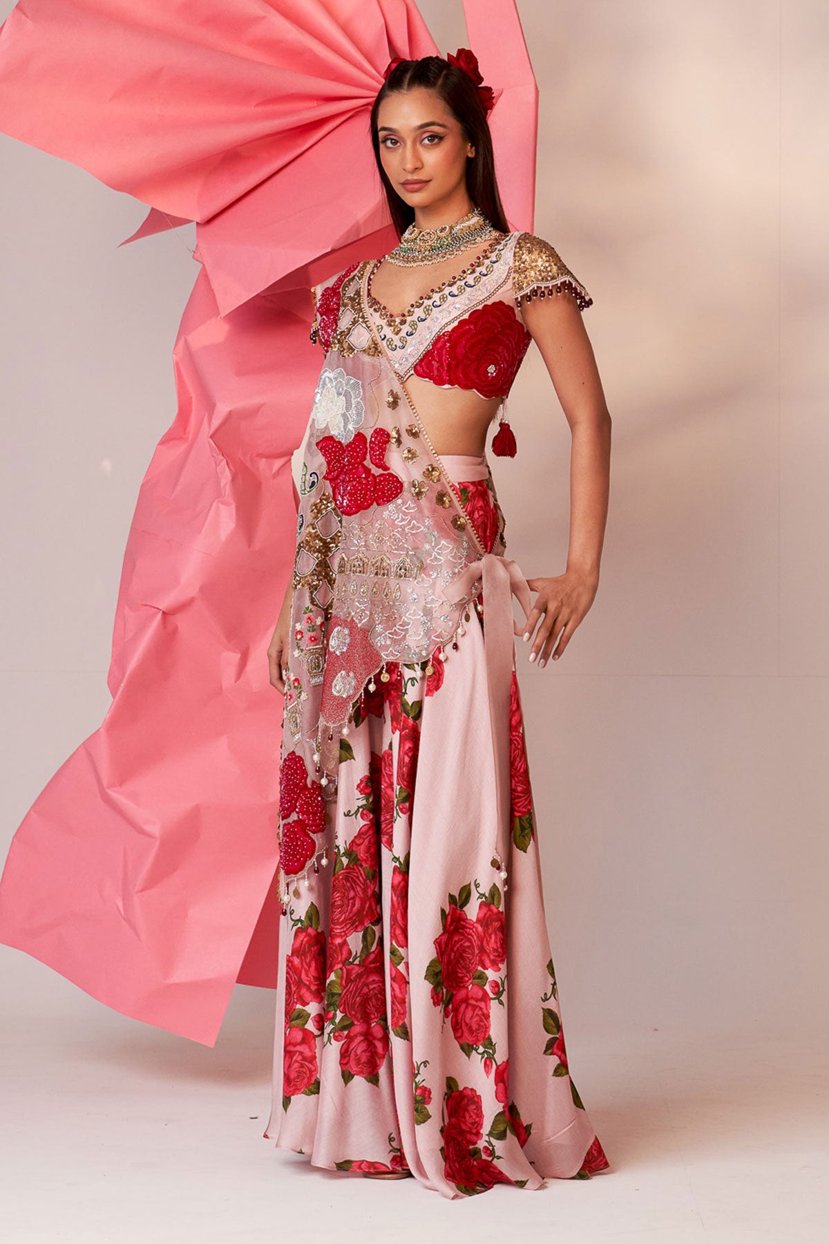 Paradise drape and sharara set