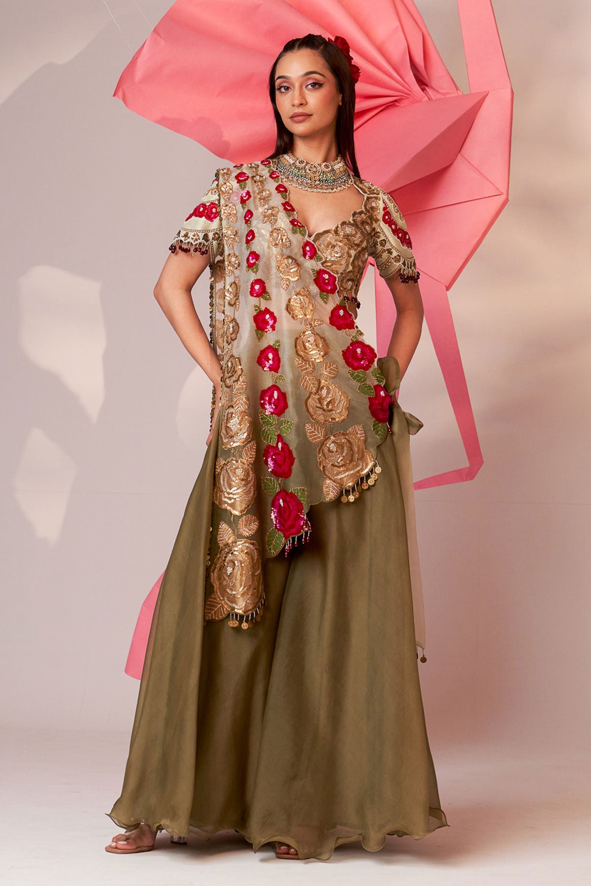 Drape sharara set