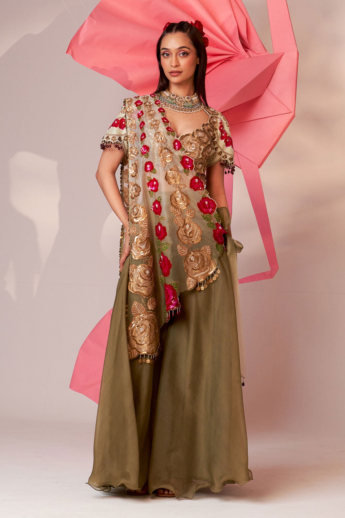 Drape sharara set