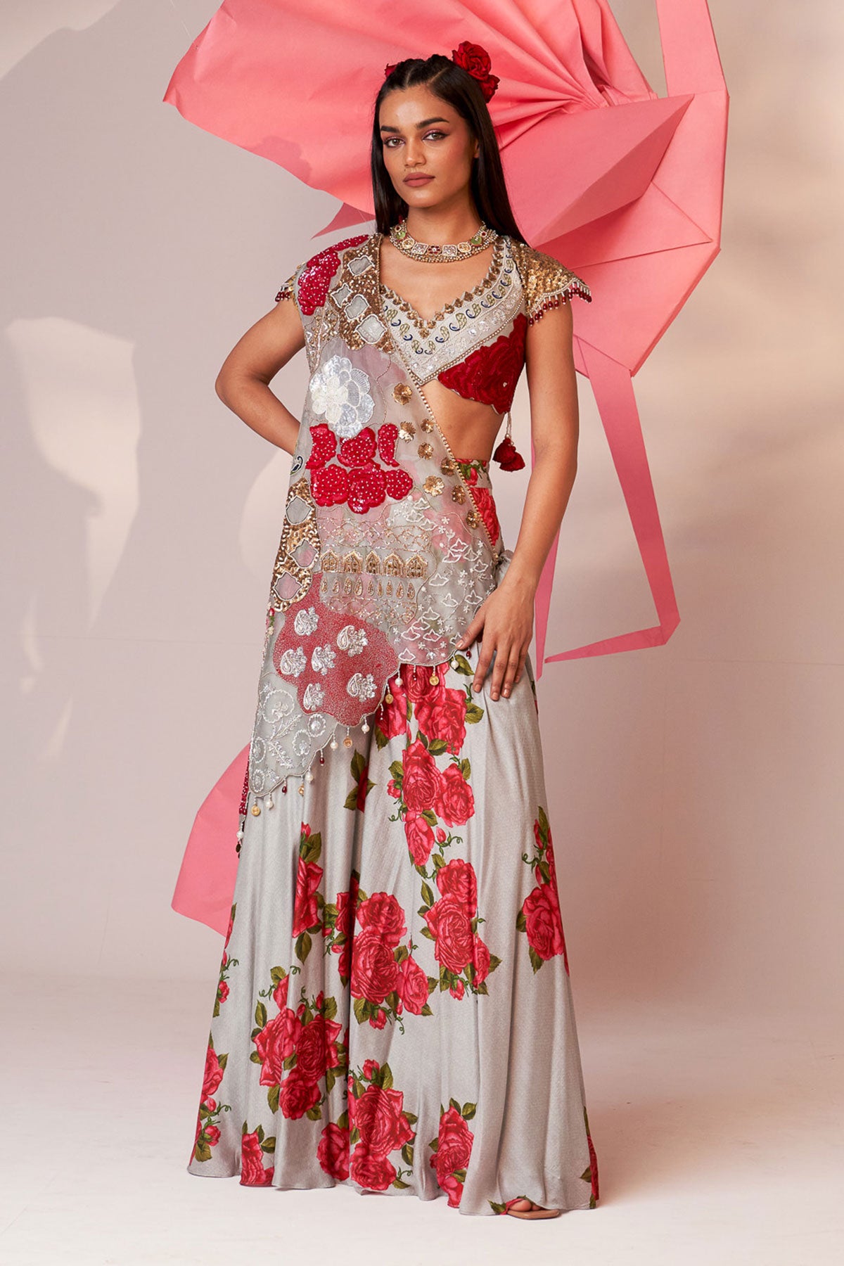Drape and sharara set