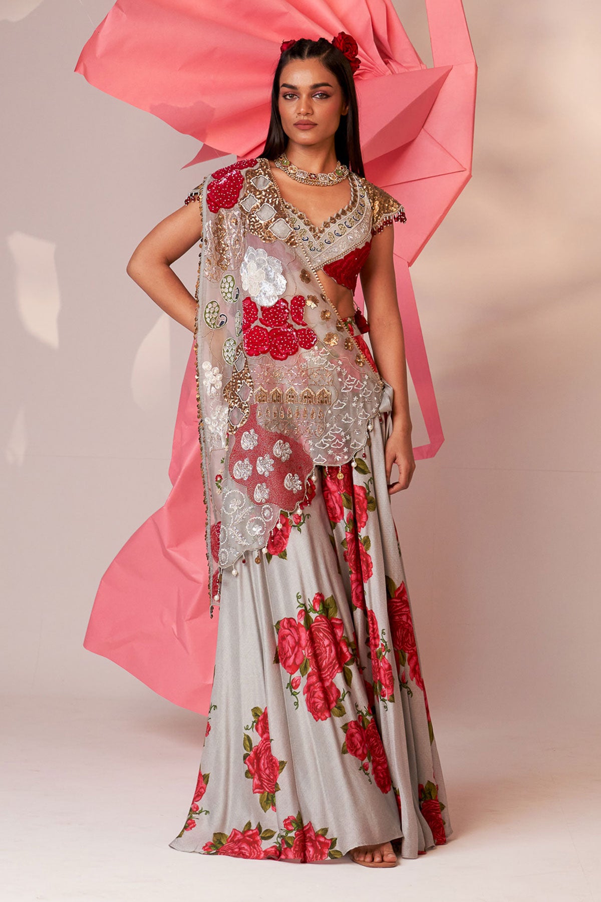 Drape and sharara set