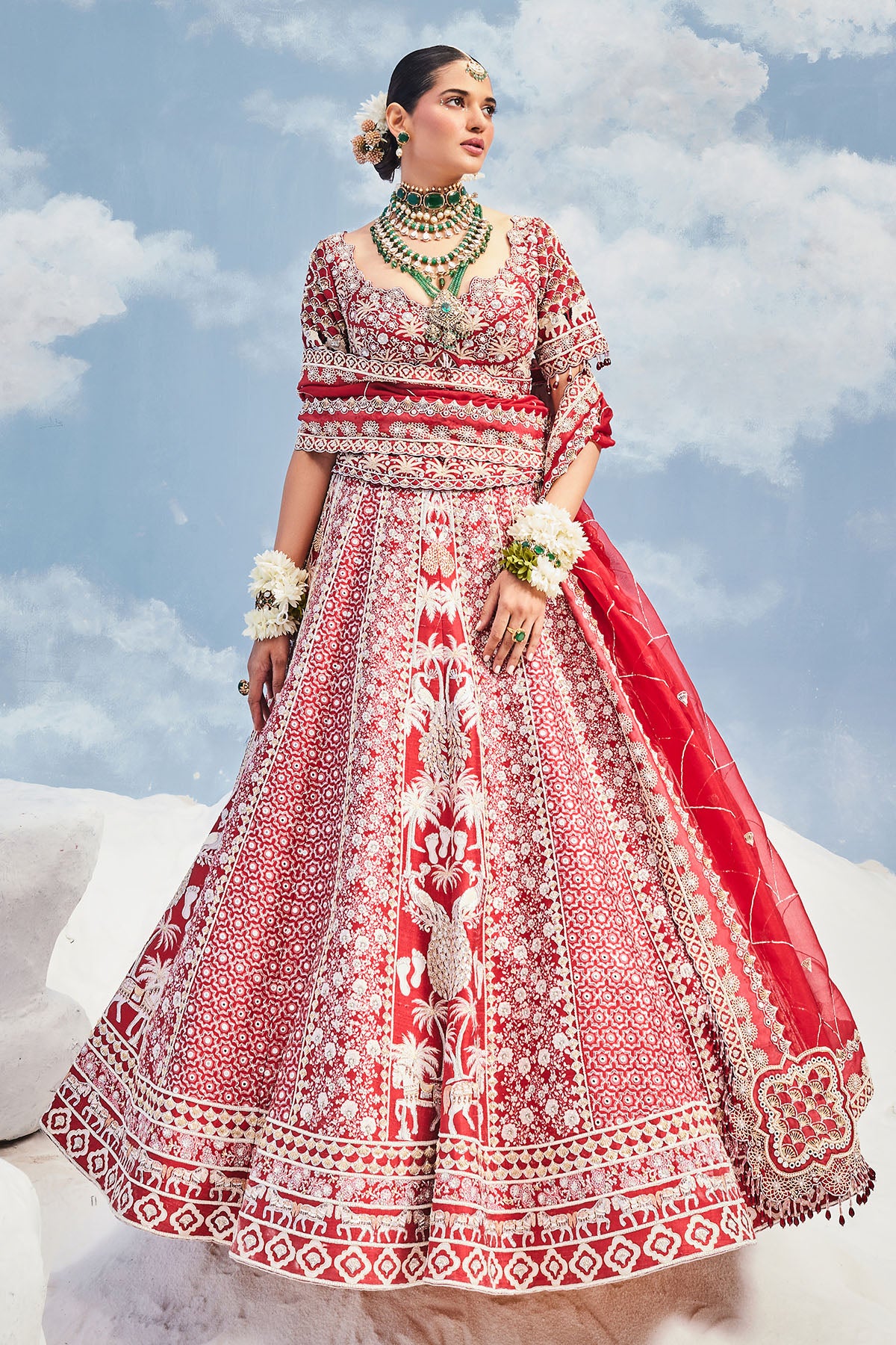 RED MARWAR LEHENGA