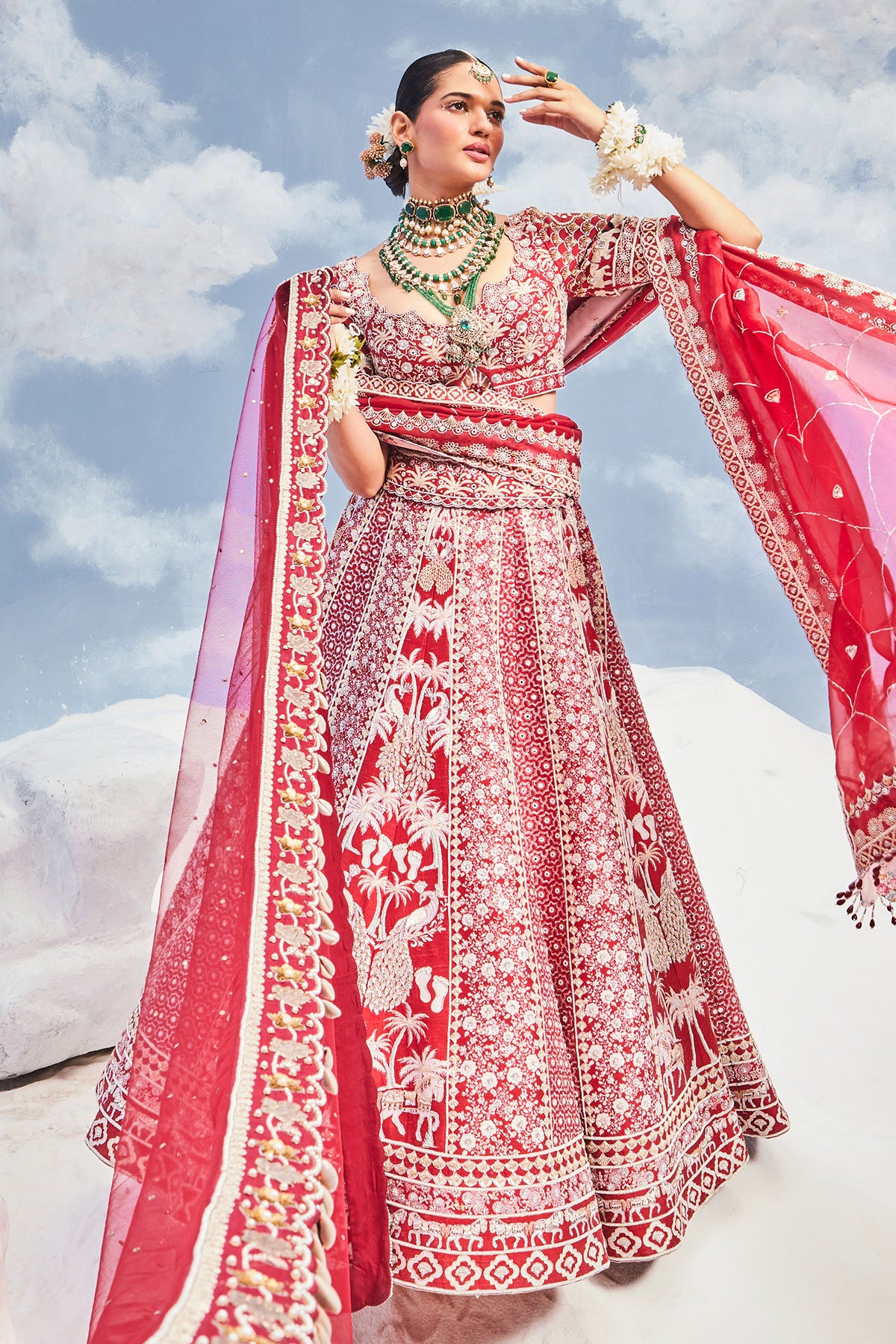 RED MARWAR LEHENGA