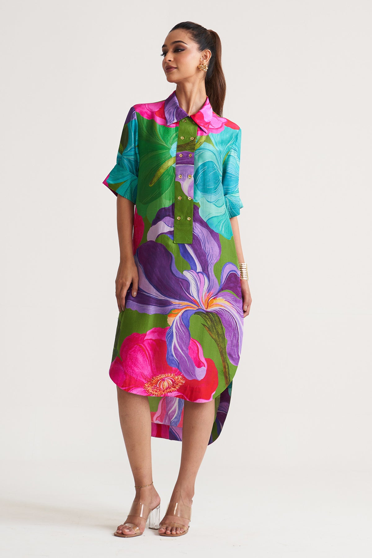 Front button detail dress