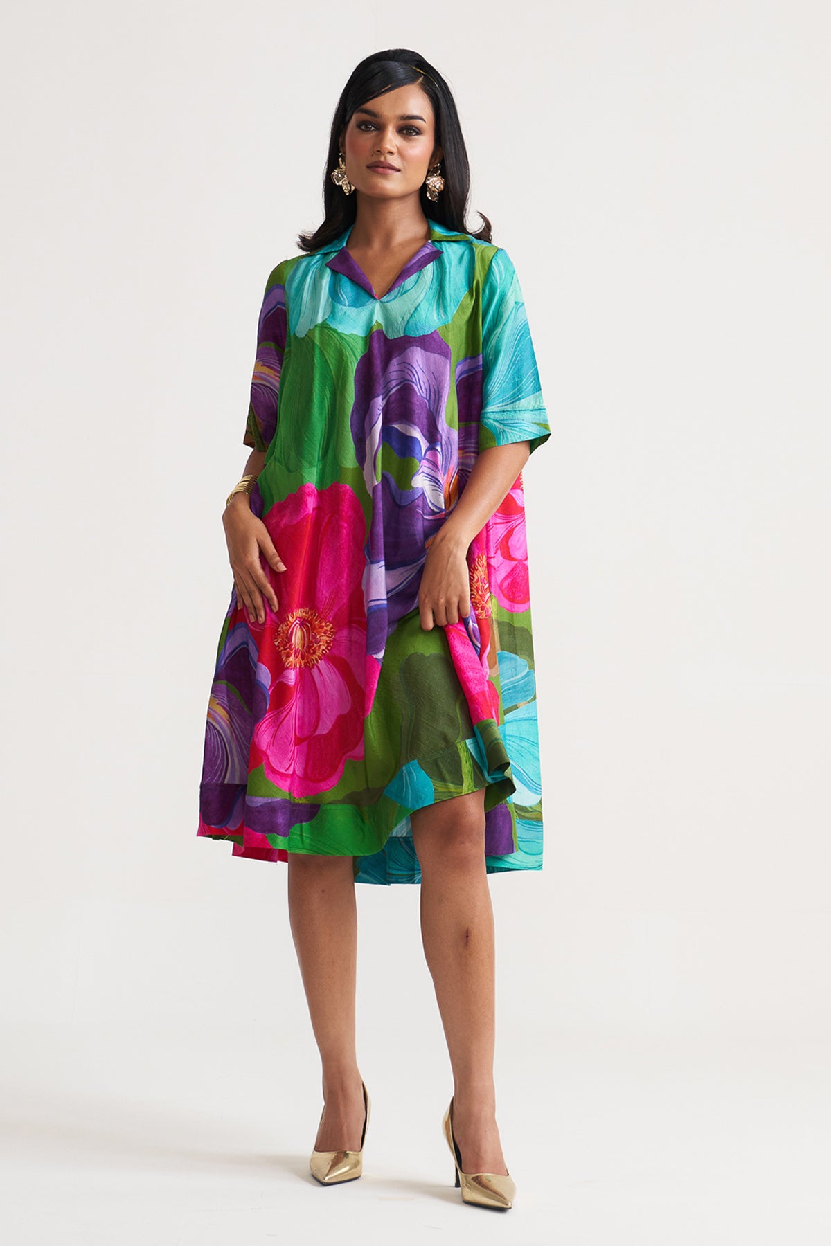 A-Line patch pocket dress