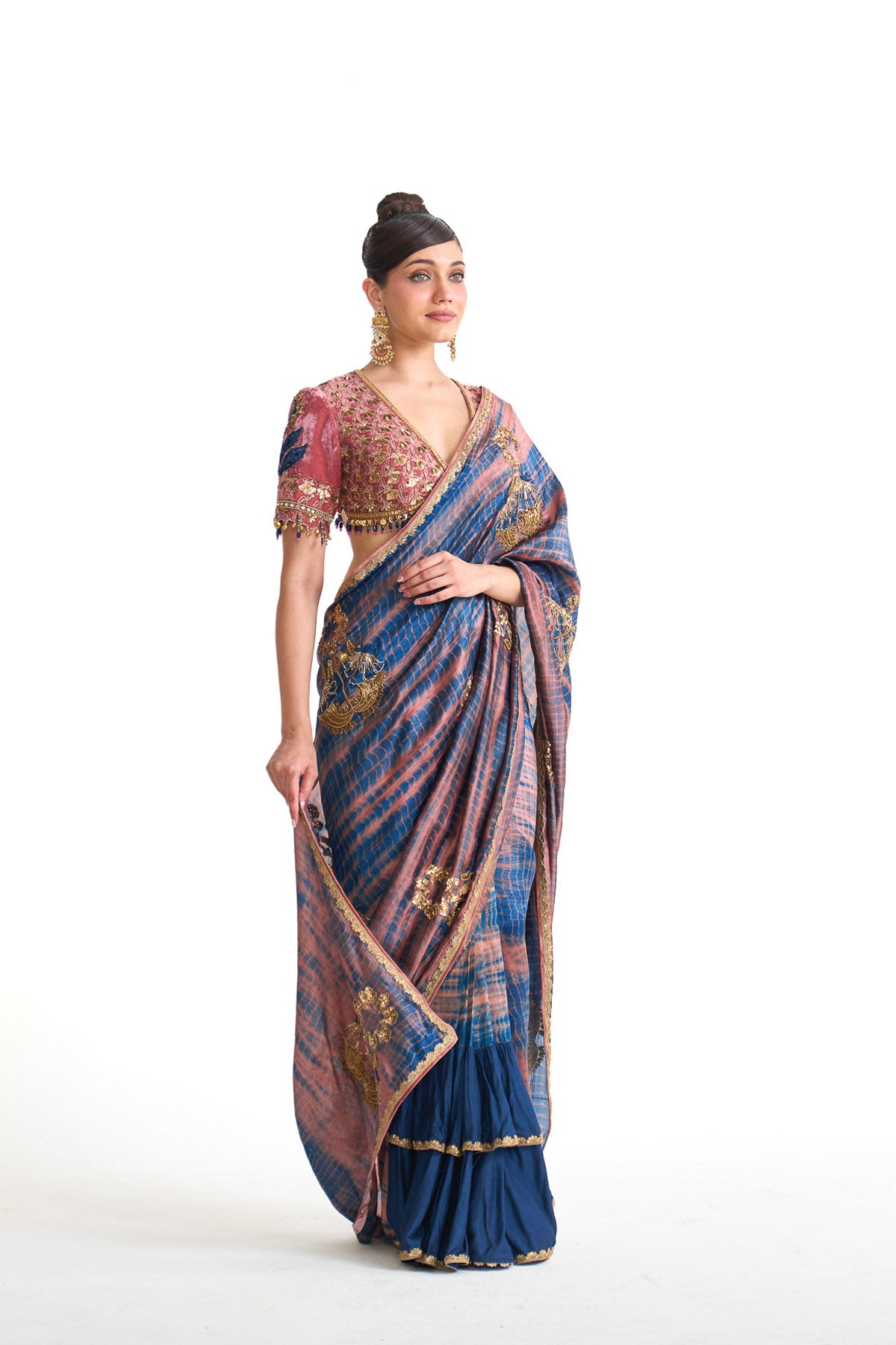 Genda phool Open saree set