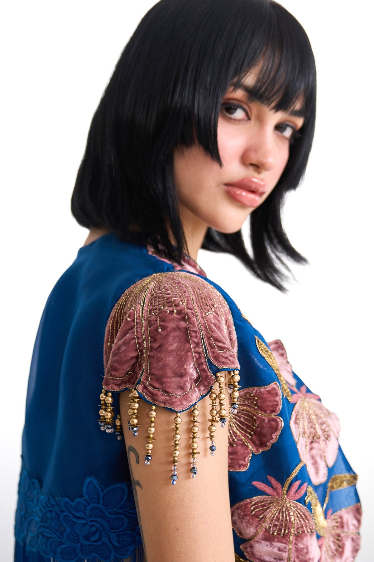 Genda phool Short jacket with skirt set