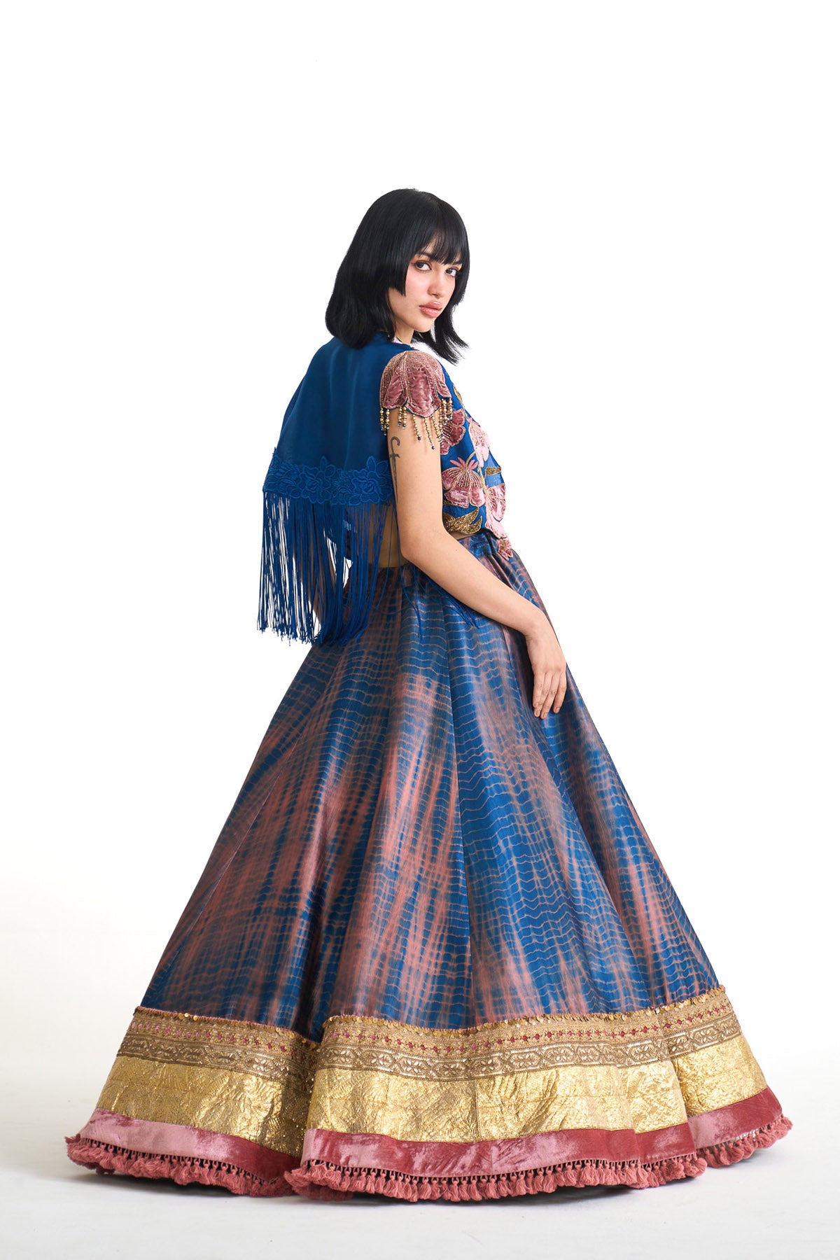 Genda phool Short jacket with skirt set
