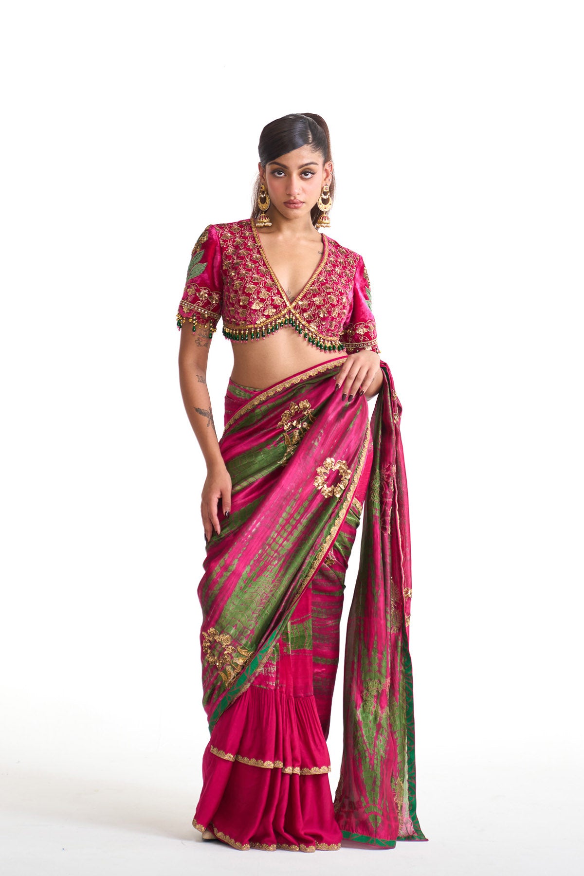 Genda phool Open saree set