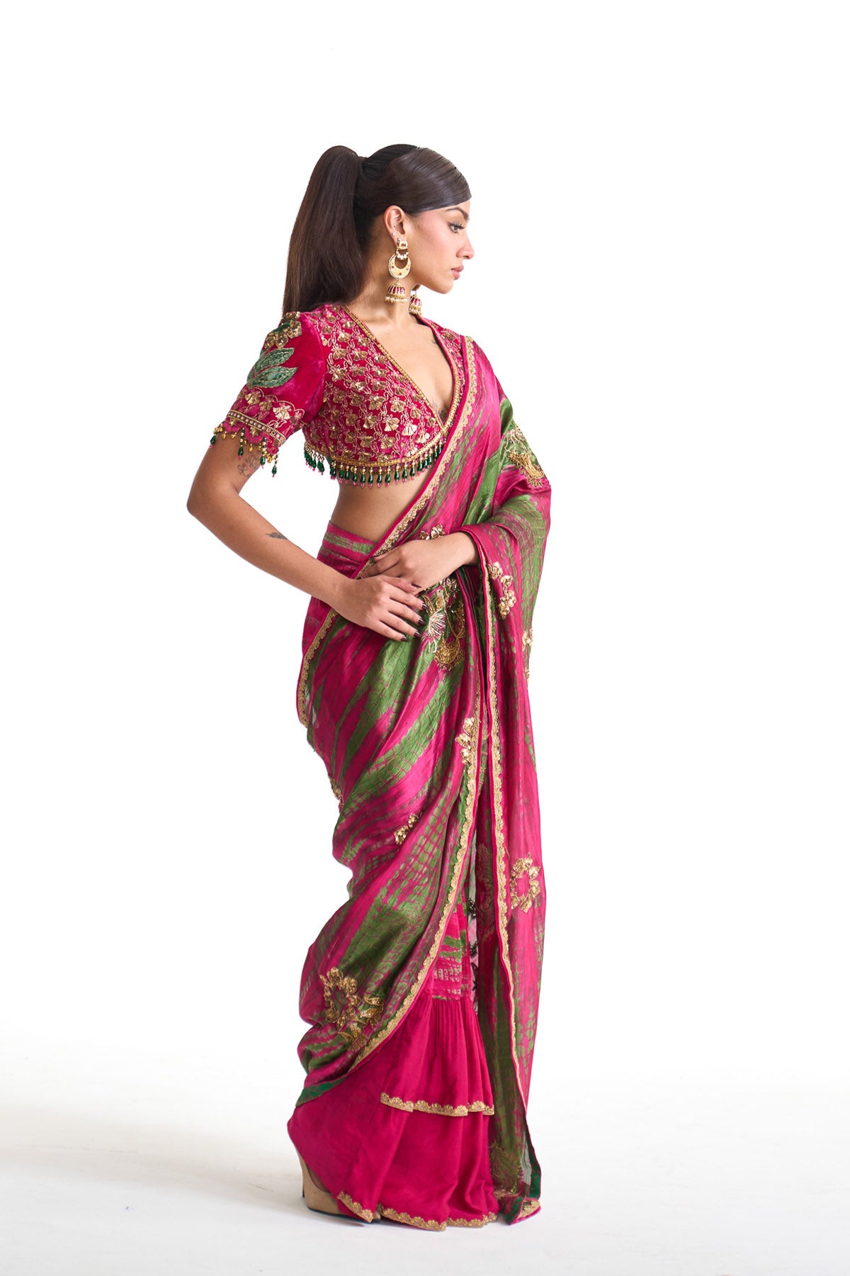 Genda phool Open saree set