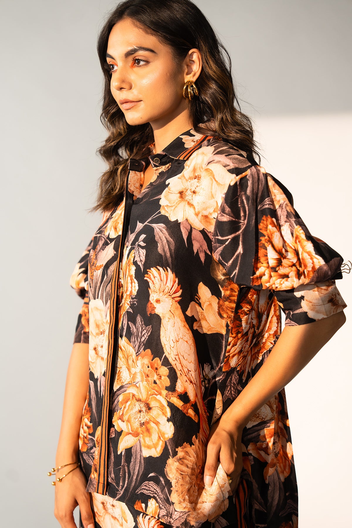 Box Shirt with Pleated Details