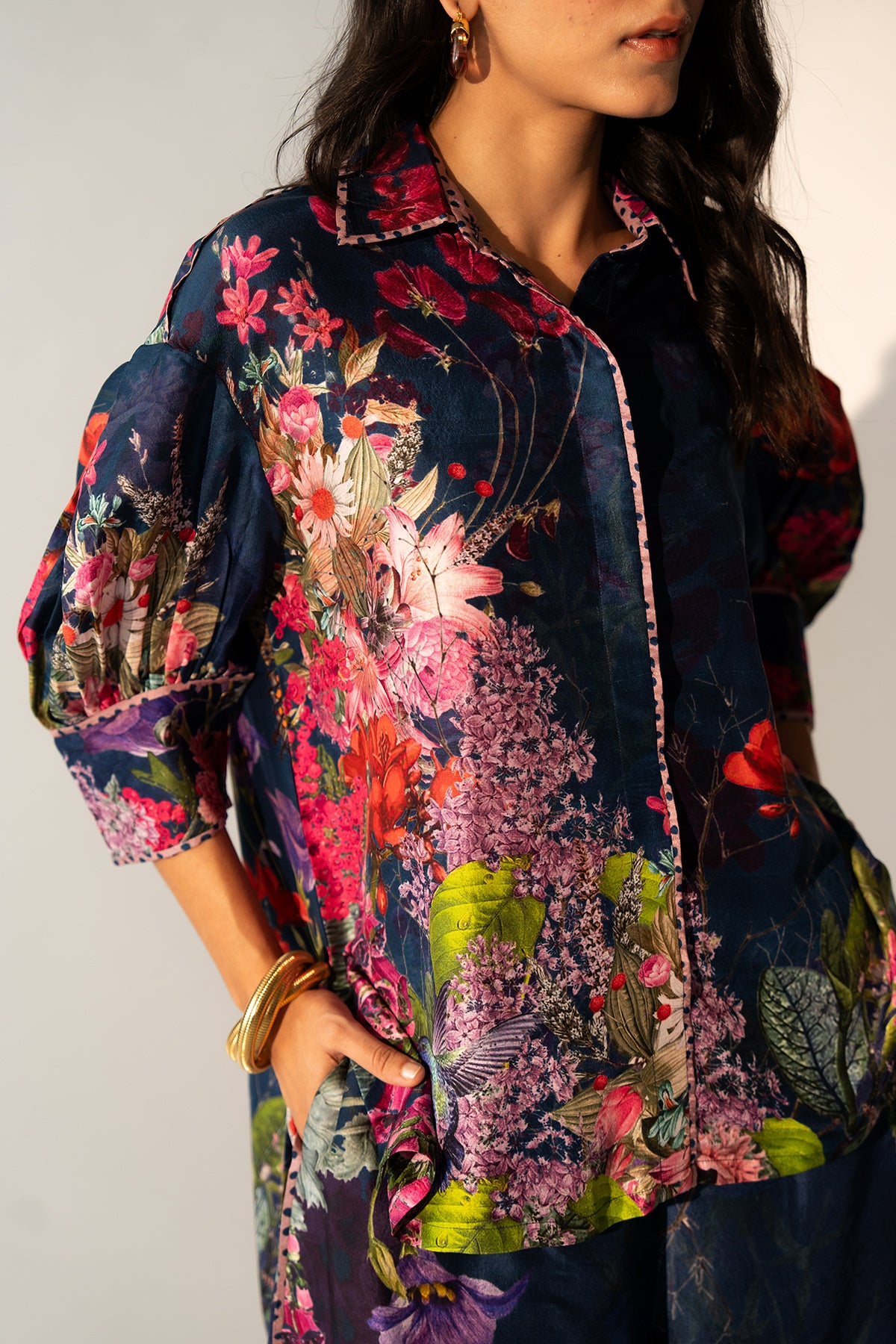 BOX SHIRT WITH PLEATED DETAILS