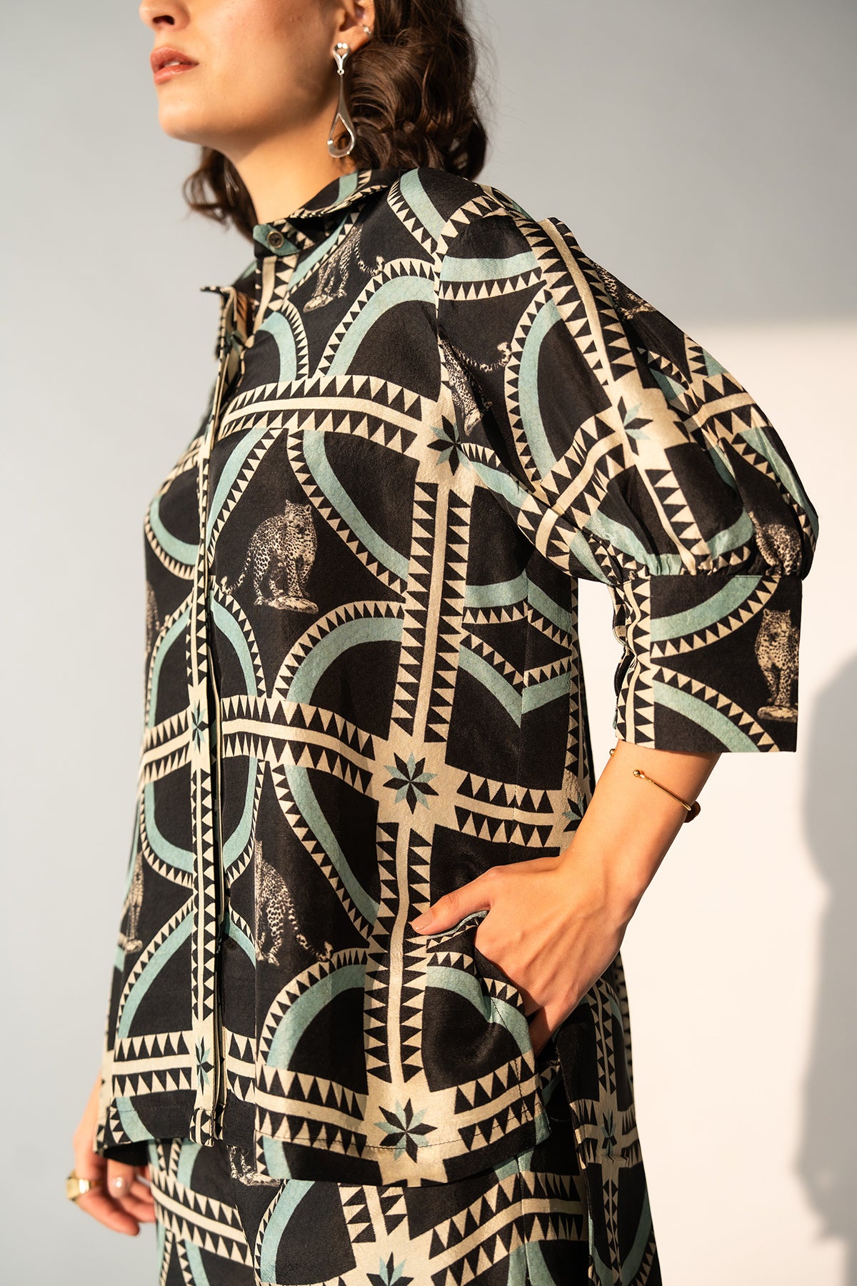 Box Shirt with Pleated Details