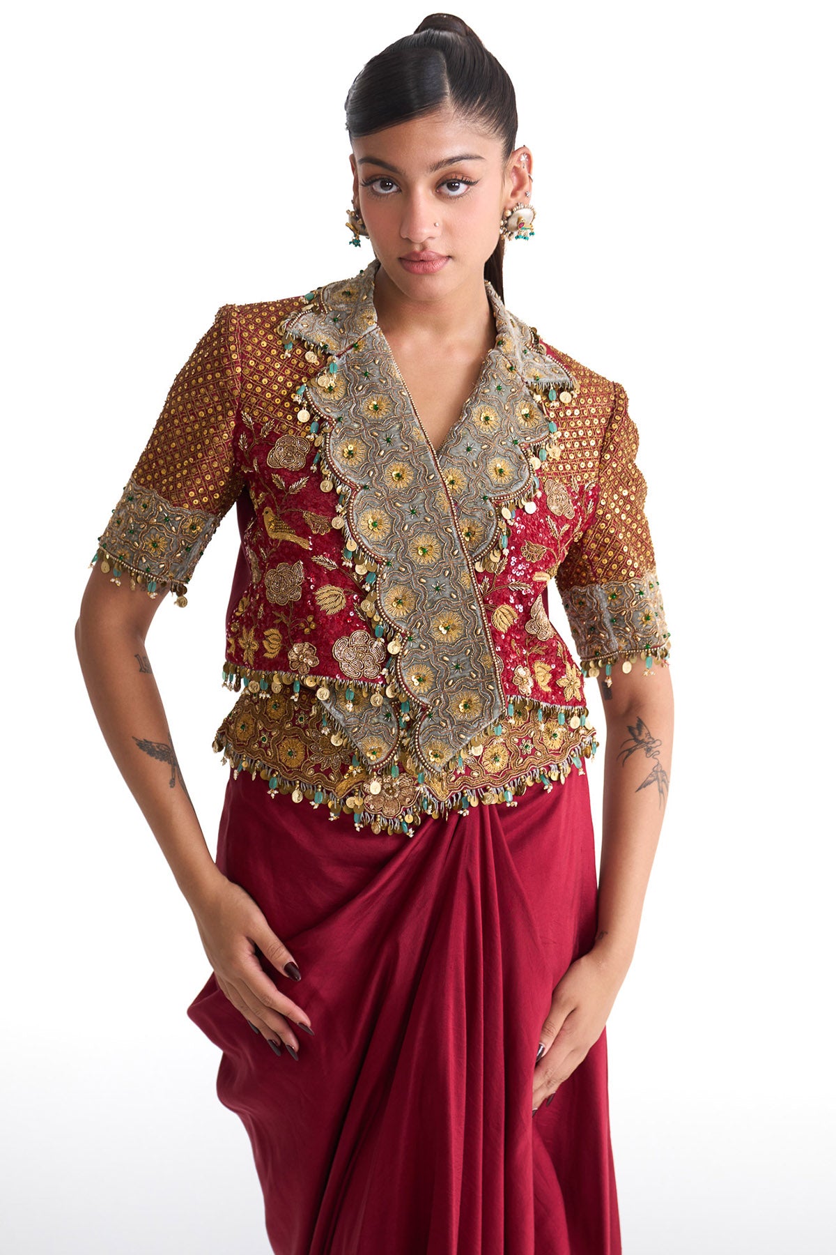 Golden story overlap jacket set