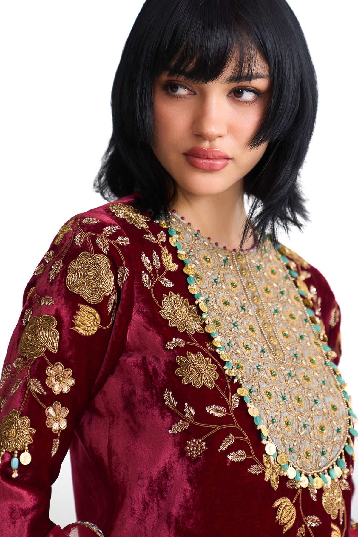 Golden story short kurta lehenga set