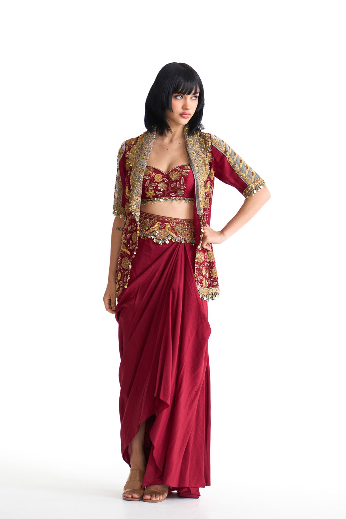 Golden story scallop jacket set