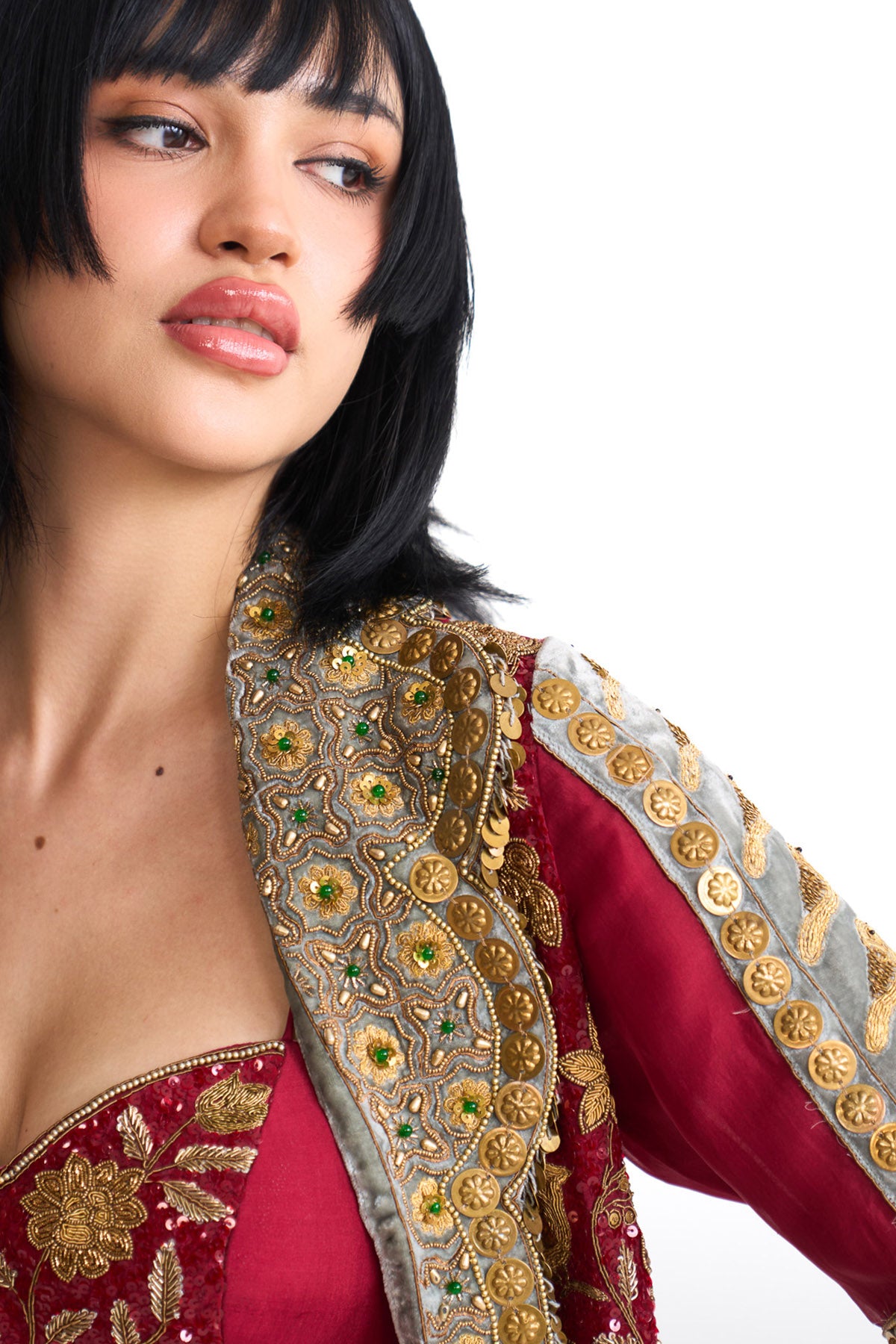 Golden story scallop jacket set