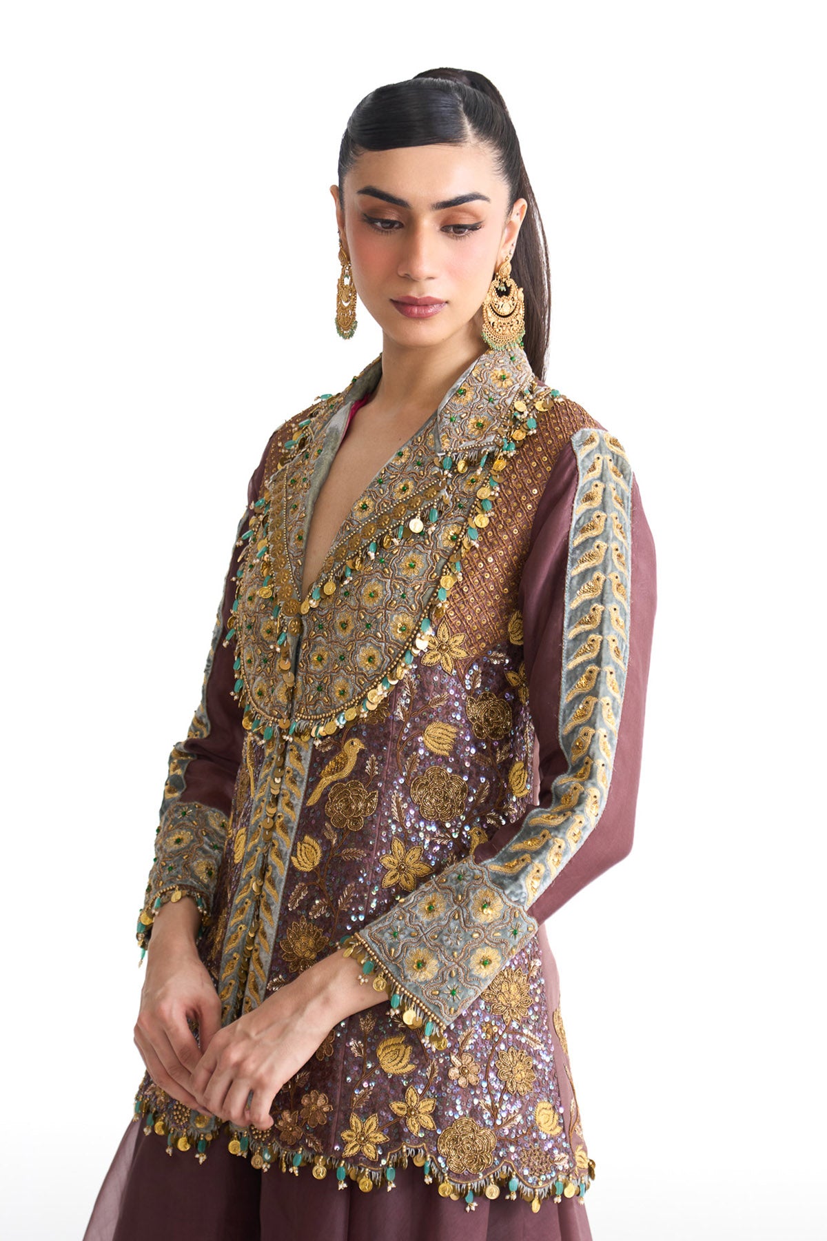 Golden story scallop jacket set