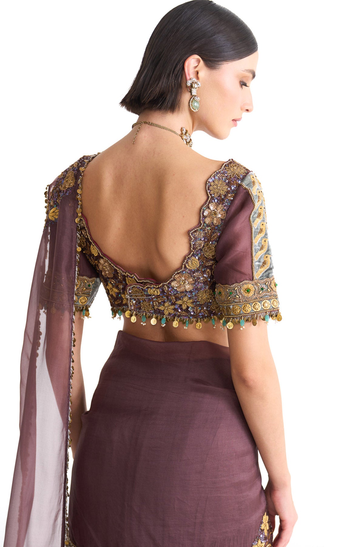 Golden story Crinkle drape saree