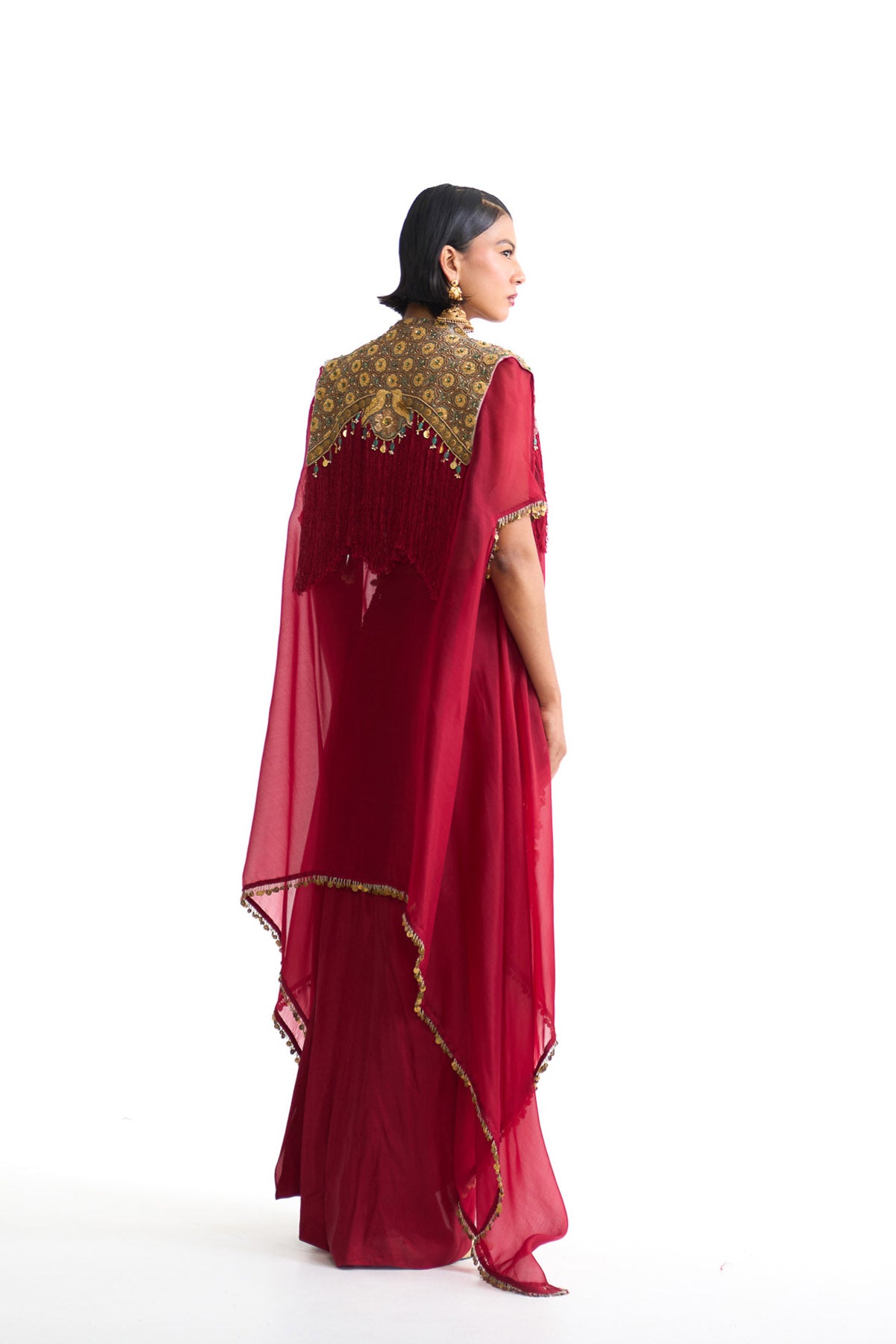 Golden story cape & drape skirt set